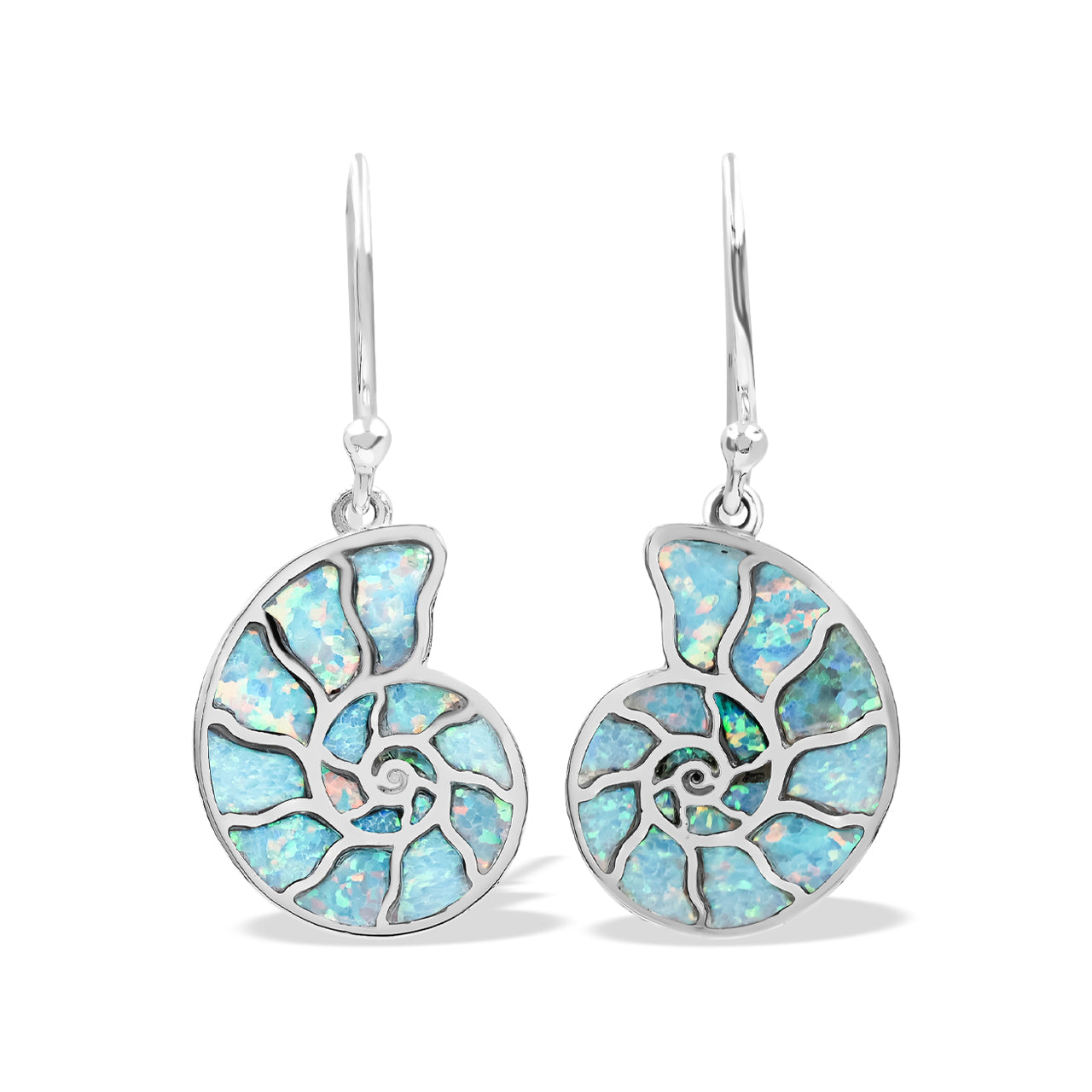 Starborn Cultured Opal Inlay Nautilus Earrings in Sterling Silver