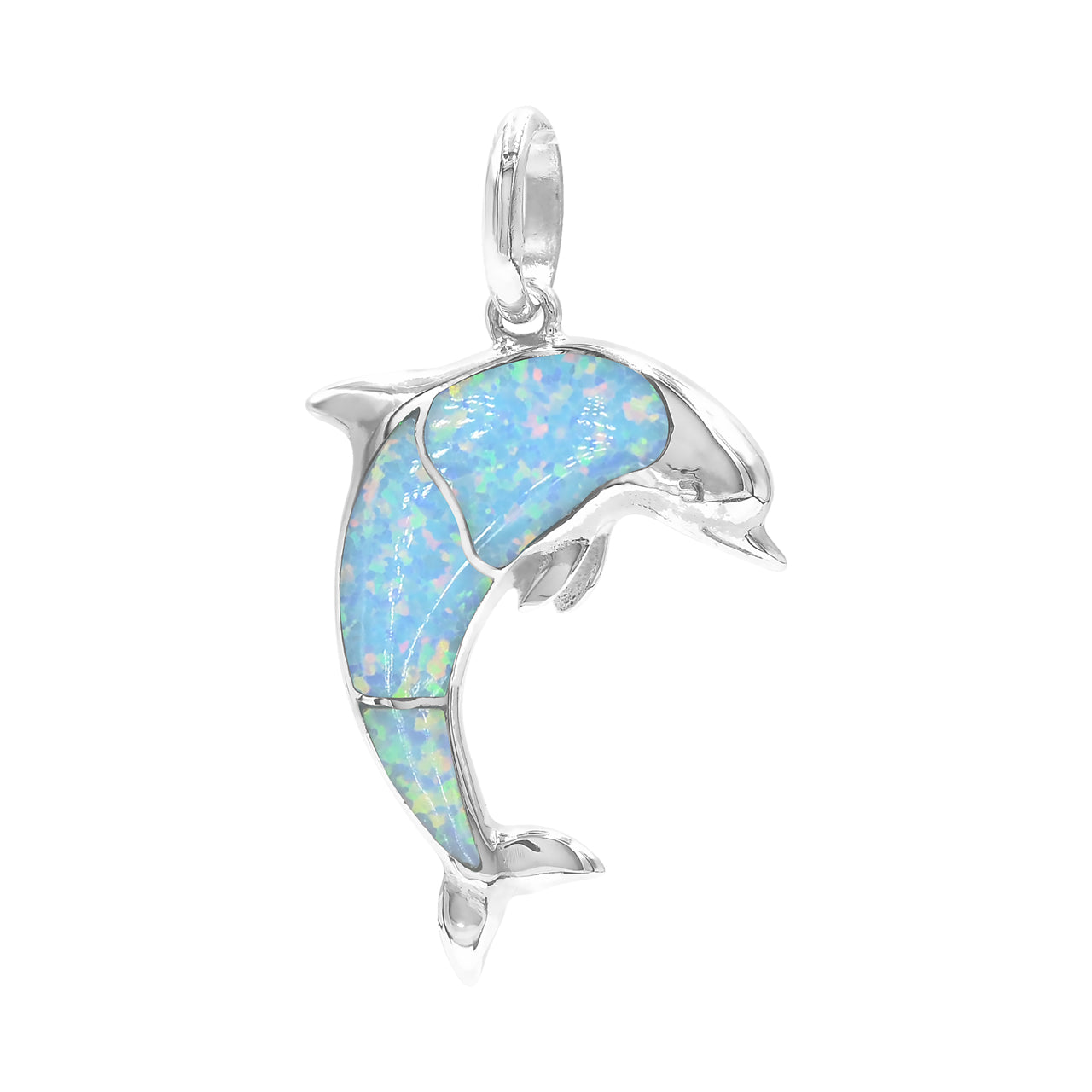 Cultured Opal Dolphin Pendant in Sterling Silver