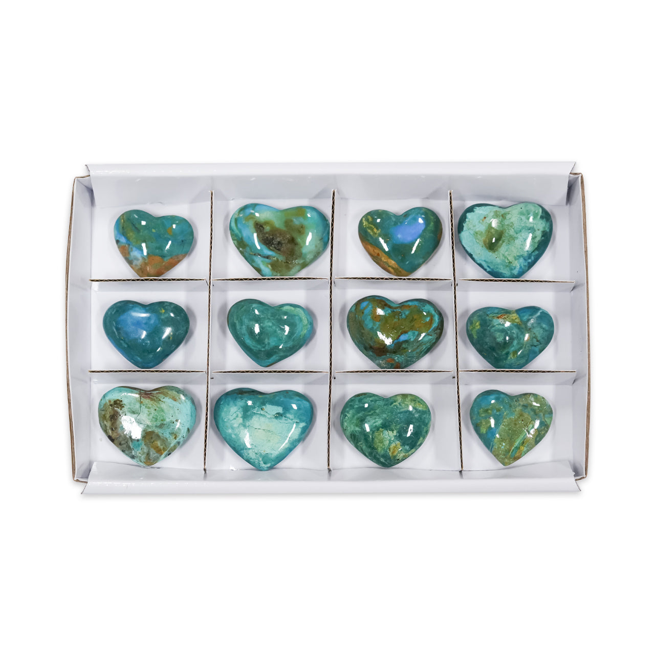 Peruvian Blue Opal Hearts 200 grams - 12 Pieces