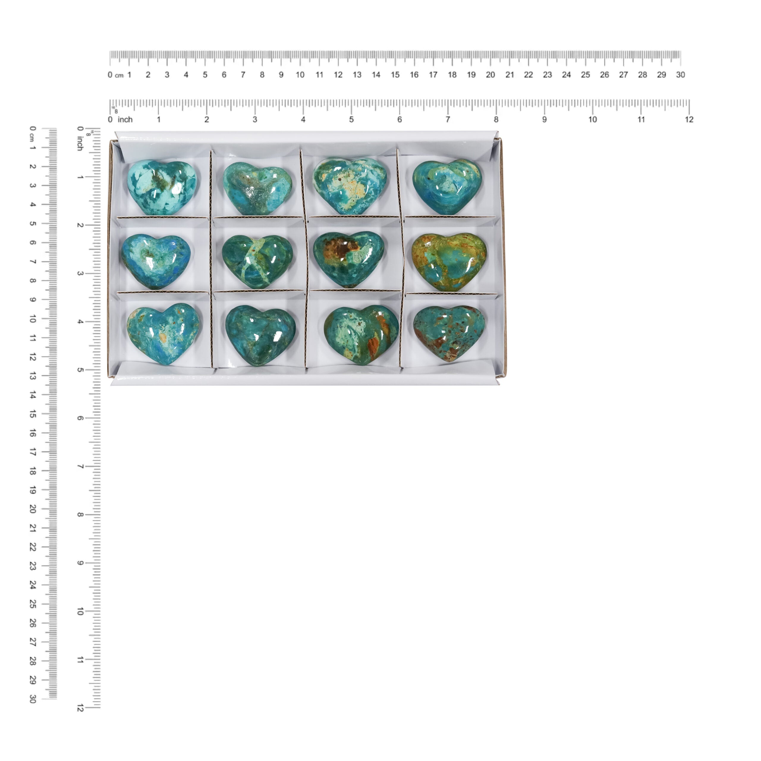 Peruvian Blue Opal Hearts 200 grams - 12 Pieces