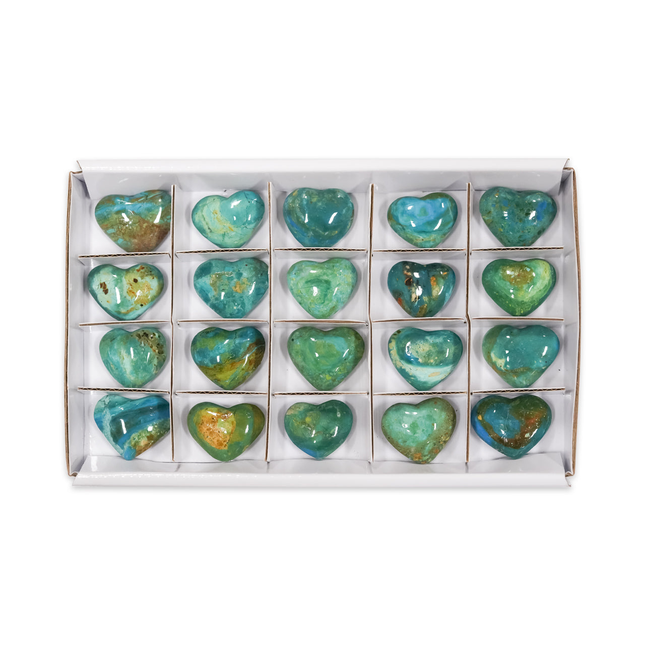 Peruvian Blue Opal Hearts 200 grams - 20 Pieces