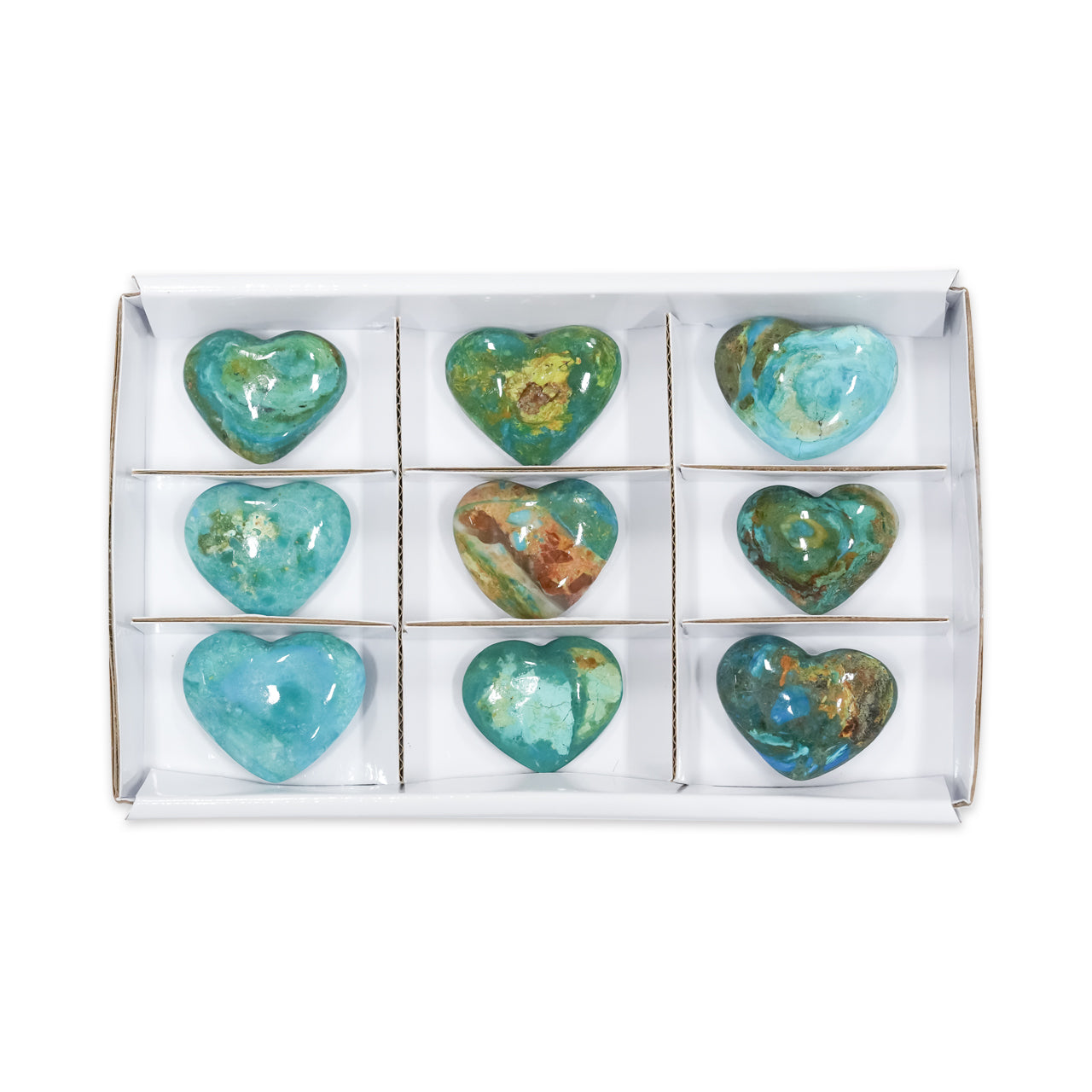 Peruvian Blue Opal Heart Stones 200 grams - 9 pcs