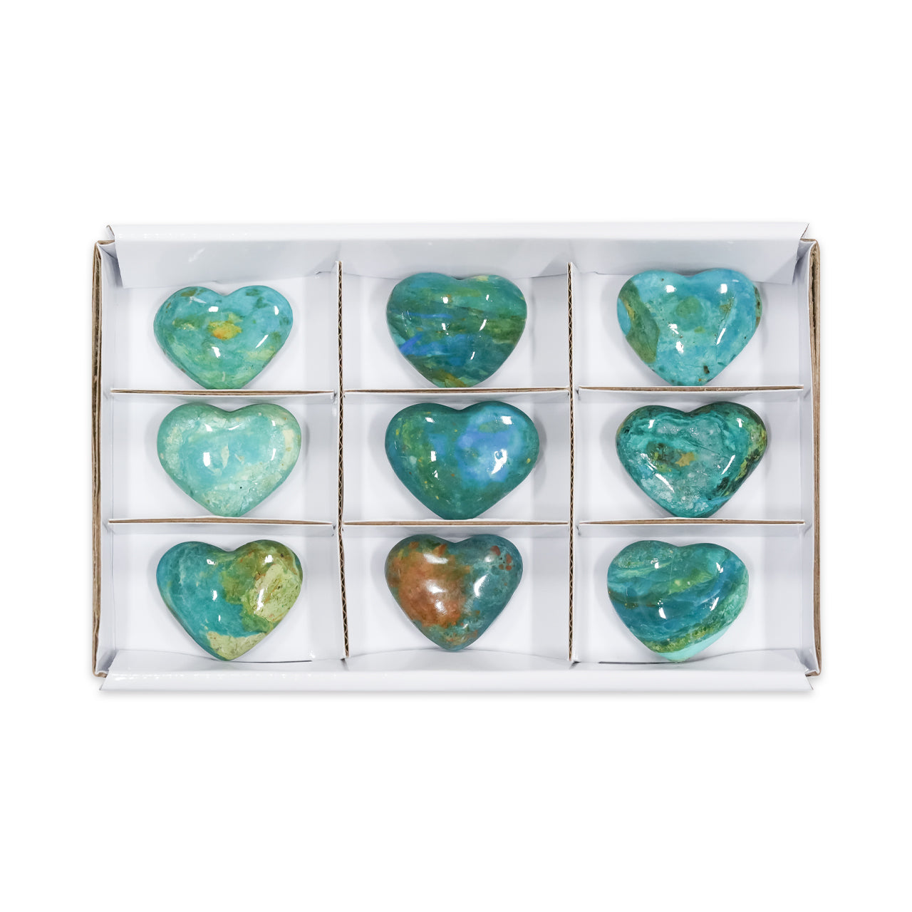 Peruvian Blue Opal Heart Stones 200 grams - 9 pcs