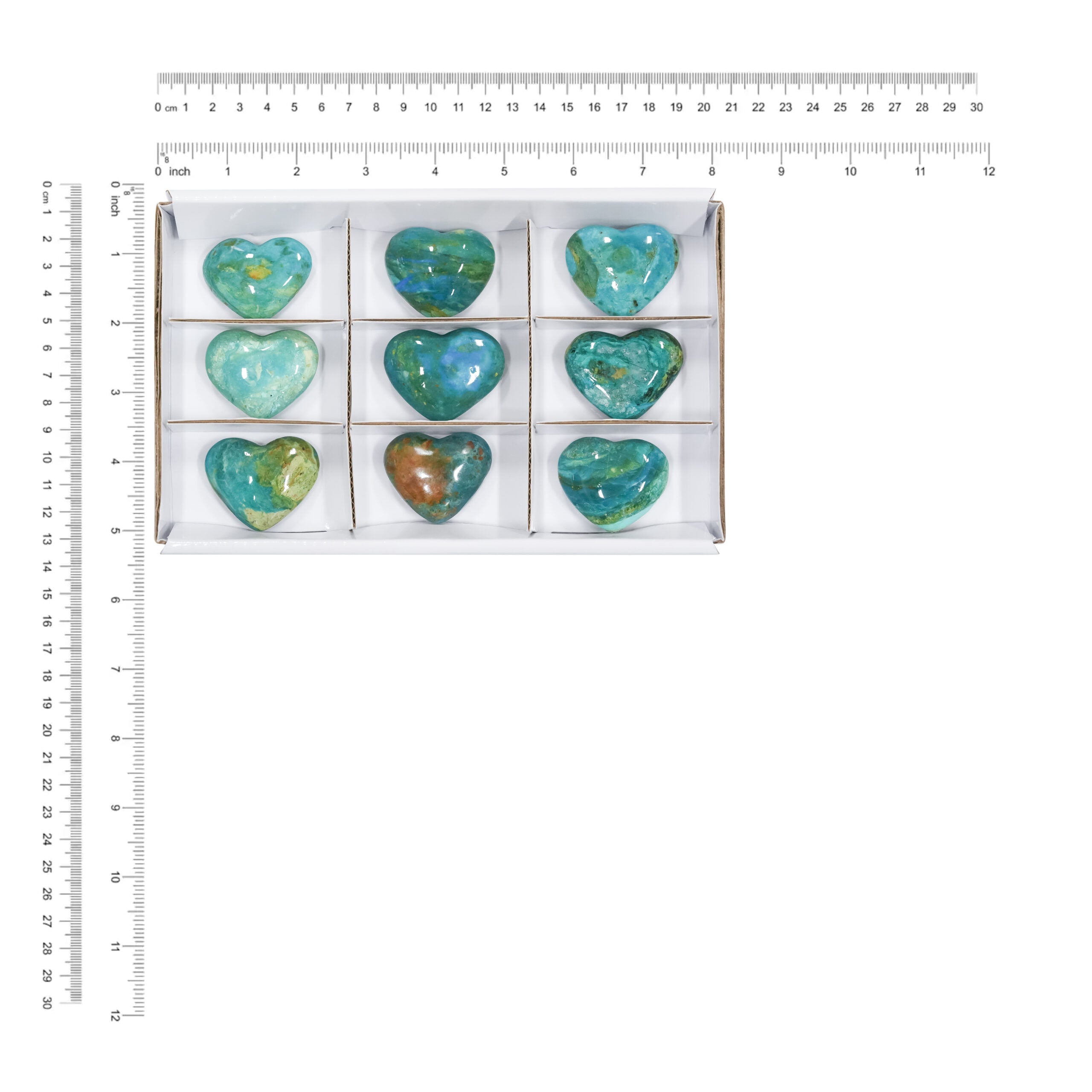 Peruvian Blue Opal Heart Stones 200 grams - 9 pcs