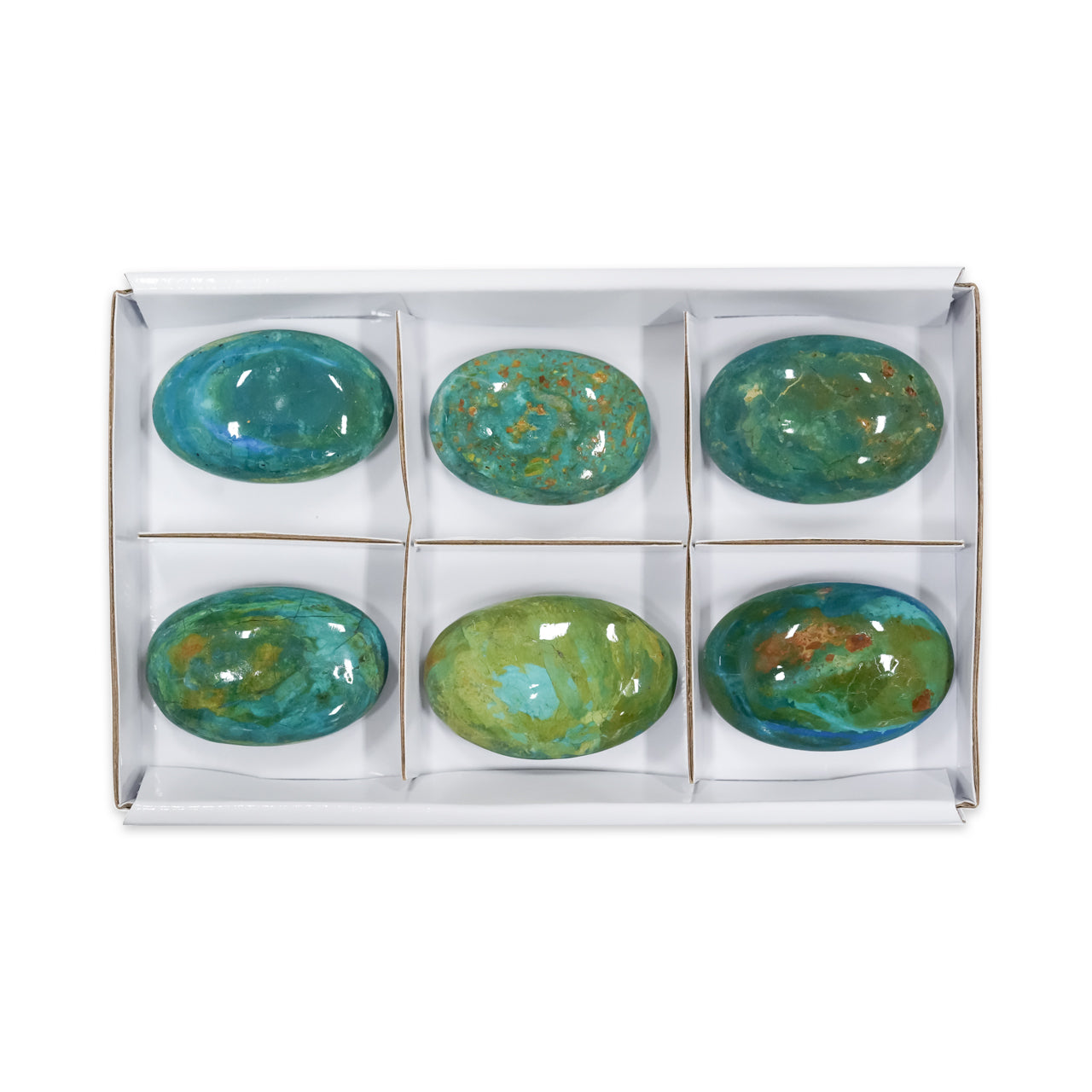 Peruvian Blue Opal Polished Palm Stones 300 grams - 6 pcs