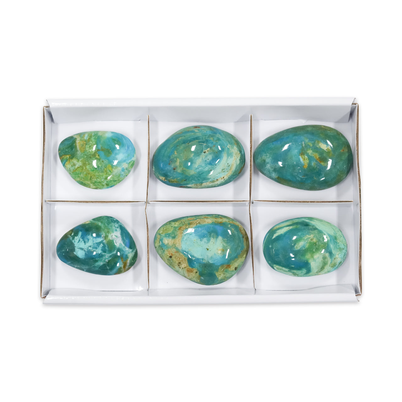 Peruvian Blue Opal Freeform Palm Stones 300 grams - 6 pcs