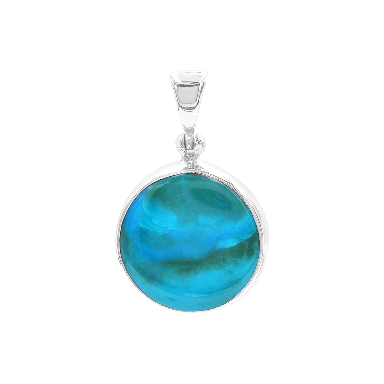 Starborn Peruvian Blue Opal Medallion Pendant in Sterling Silver