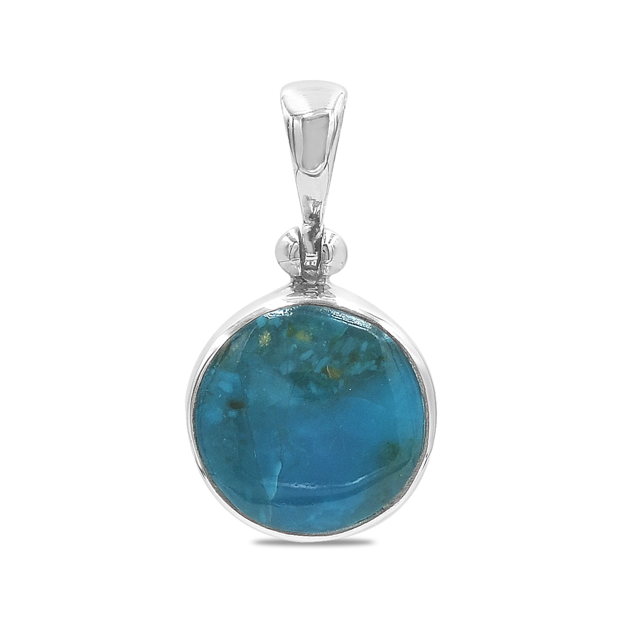 Starborn Peruvian Blue Opal Round Pendant in Sterling Silver