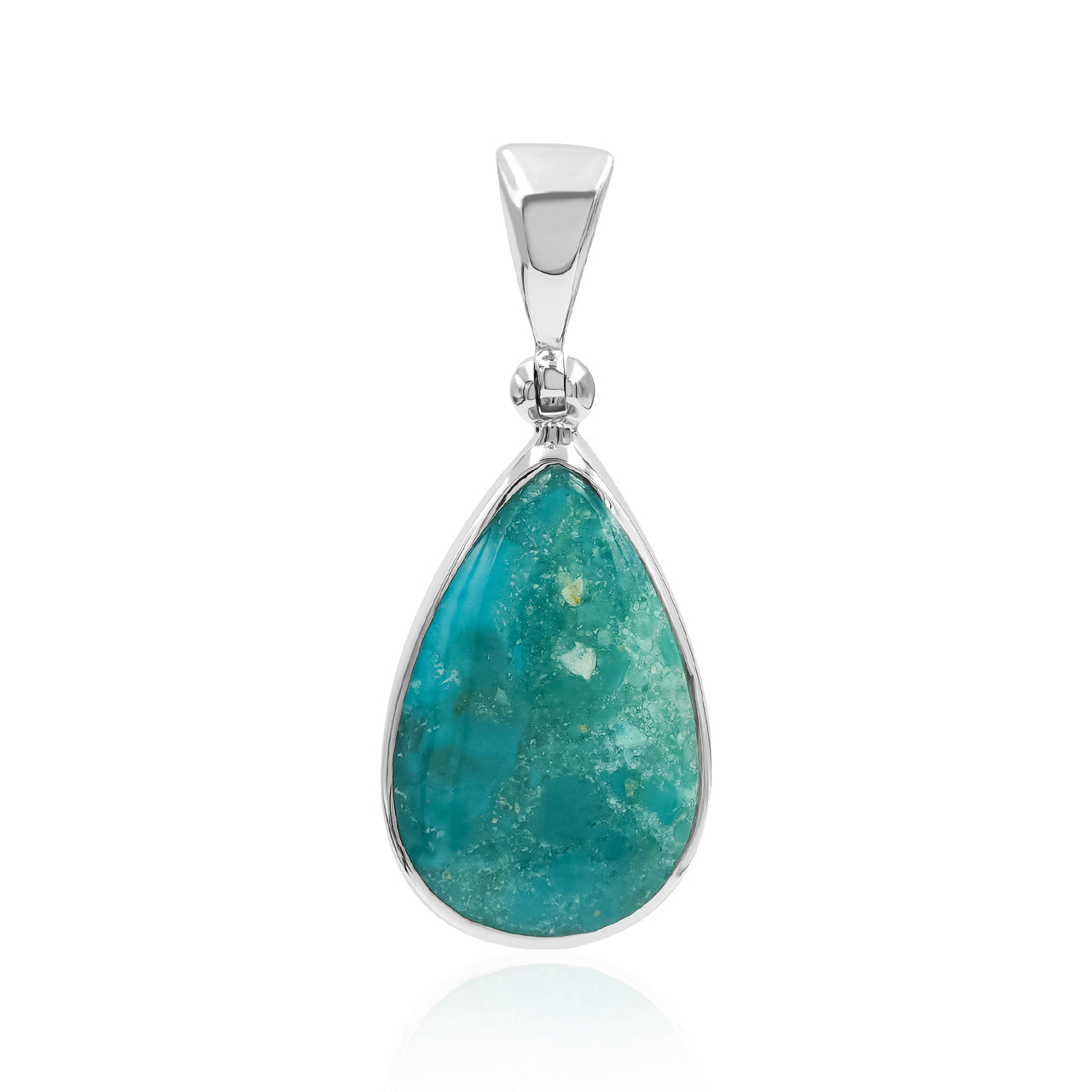 Peruvian Blue Opal Pear Pendant in Fine Sterling Silver