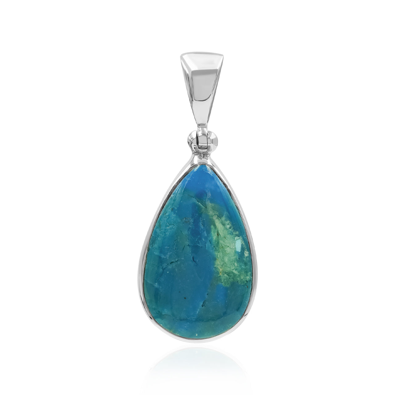 Peruvian Blue Opal Pear Pendant in Fine Sterling Silver