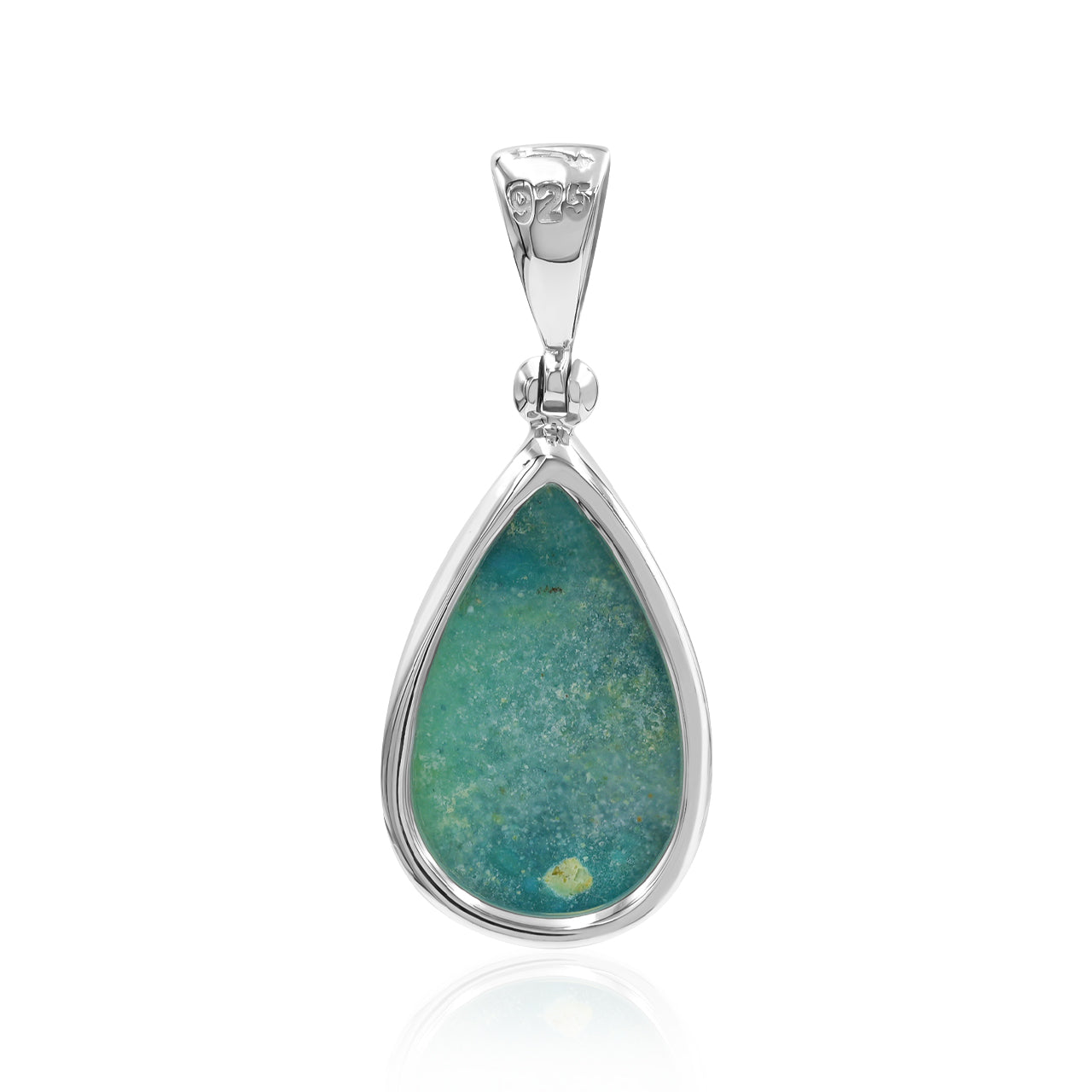 Peruvian Blue Opal Pear Pendant in Fine Sterling Silver