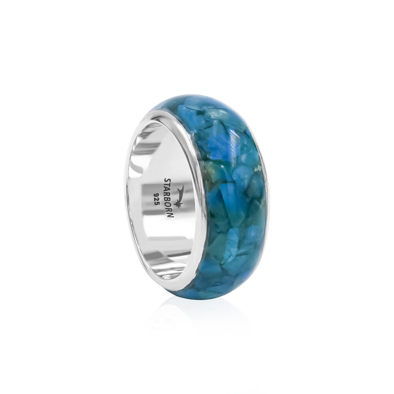 Peruvian Blue Opal One Field Inlay Ring