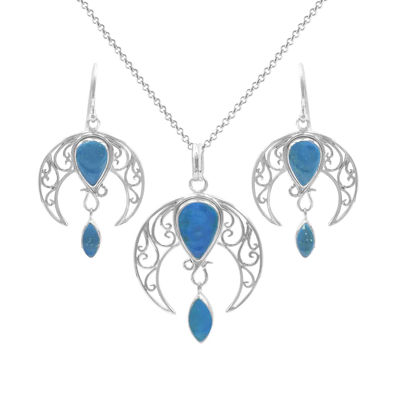 Starborn Celestial Pendant and Earring Set in Sterling Silver