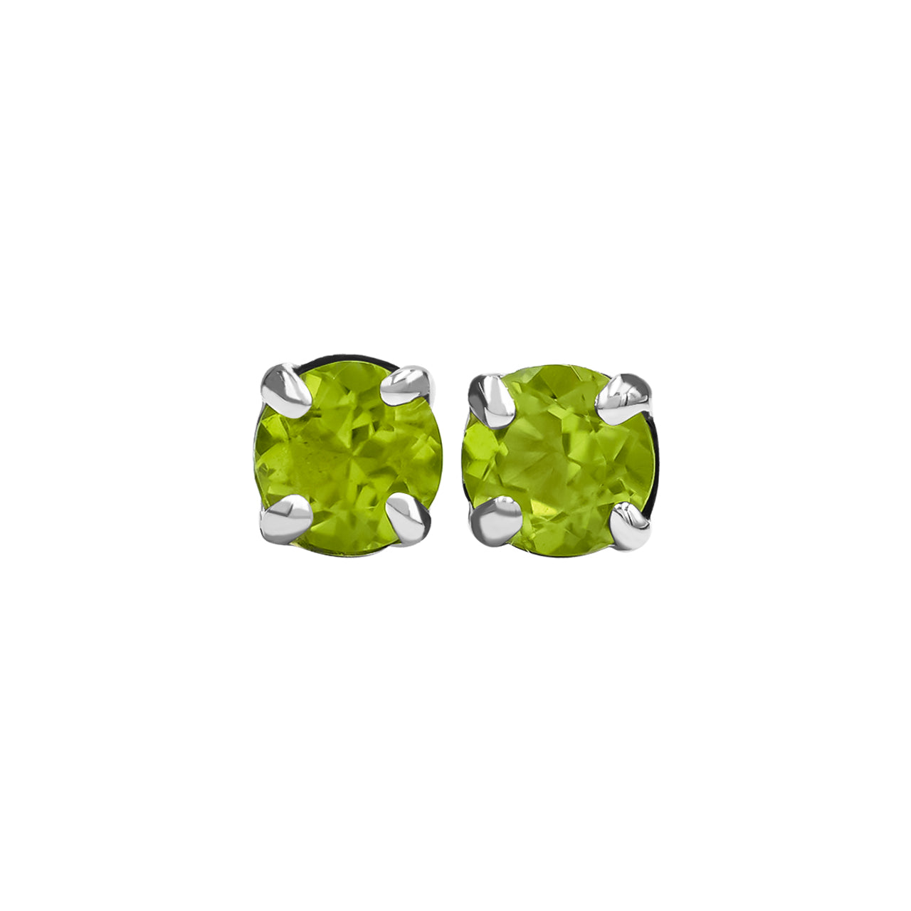 Peridot round faceted 5 mm post style earring