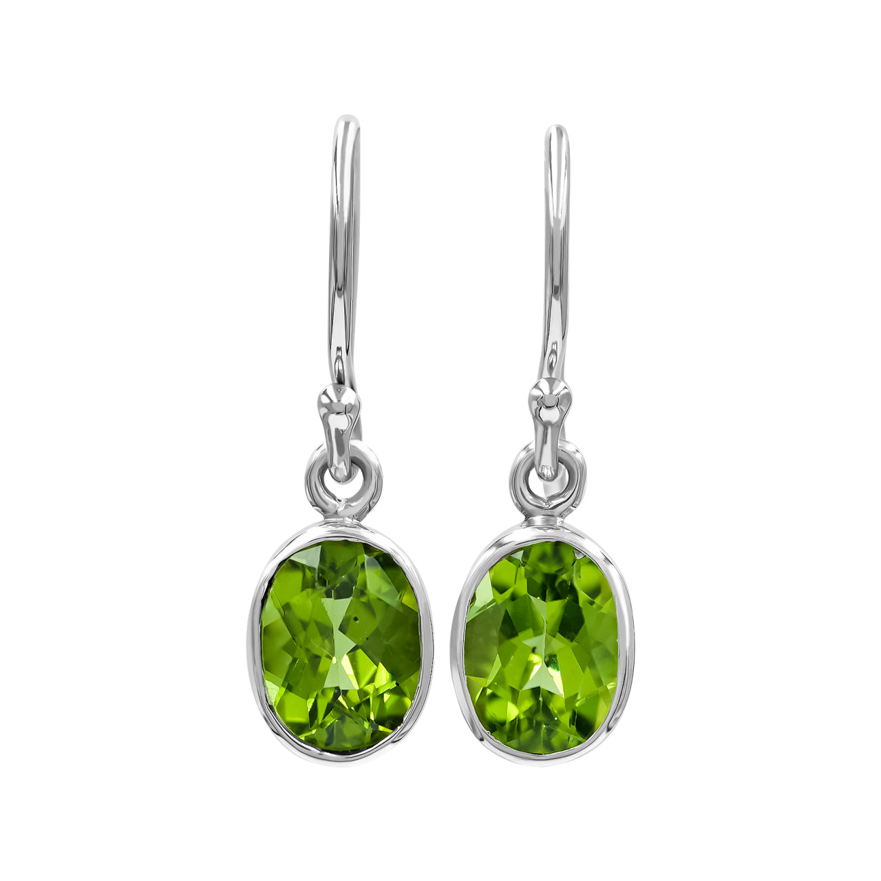 Peridot Oval Faceted Dangle Earrings