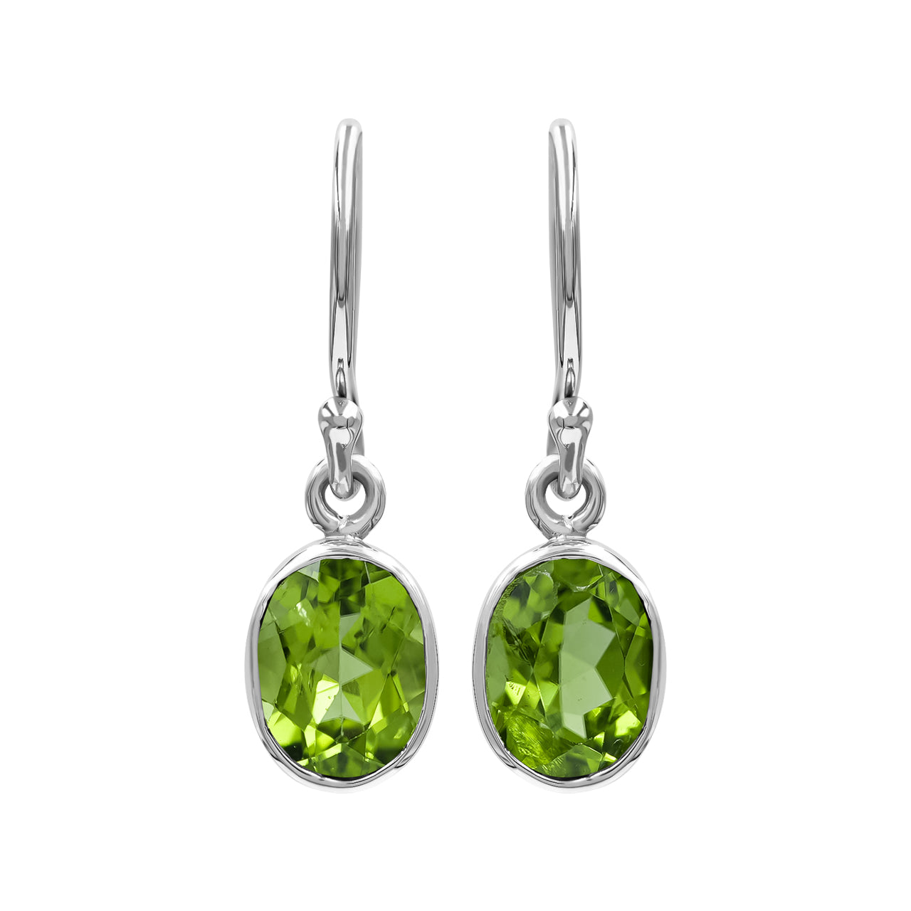 Peridot Oval Faceted Dangle Earrings