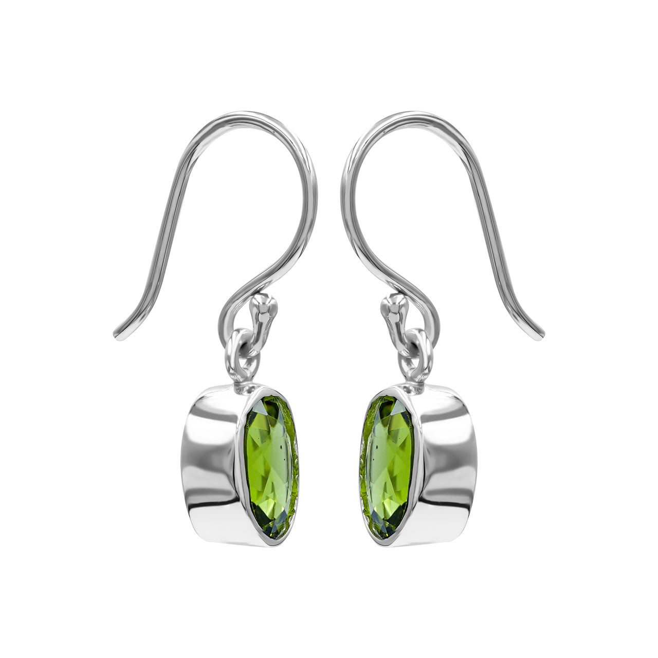 Peridot Oval Faceted Dangle Earrings