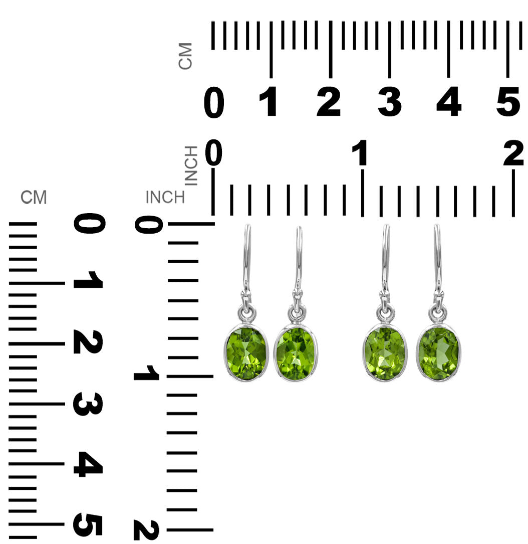 Peridot Oval Faceted Dangle Earrings