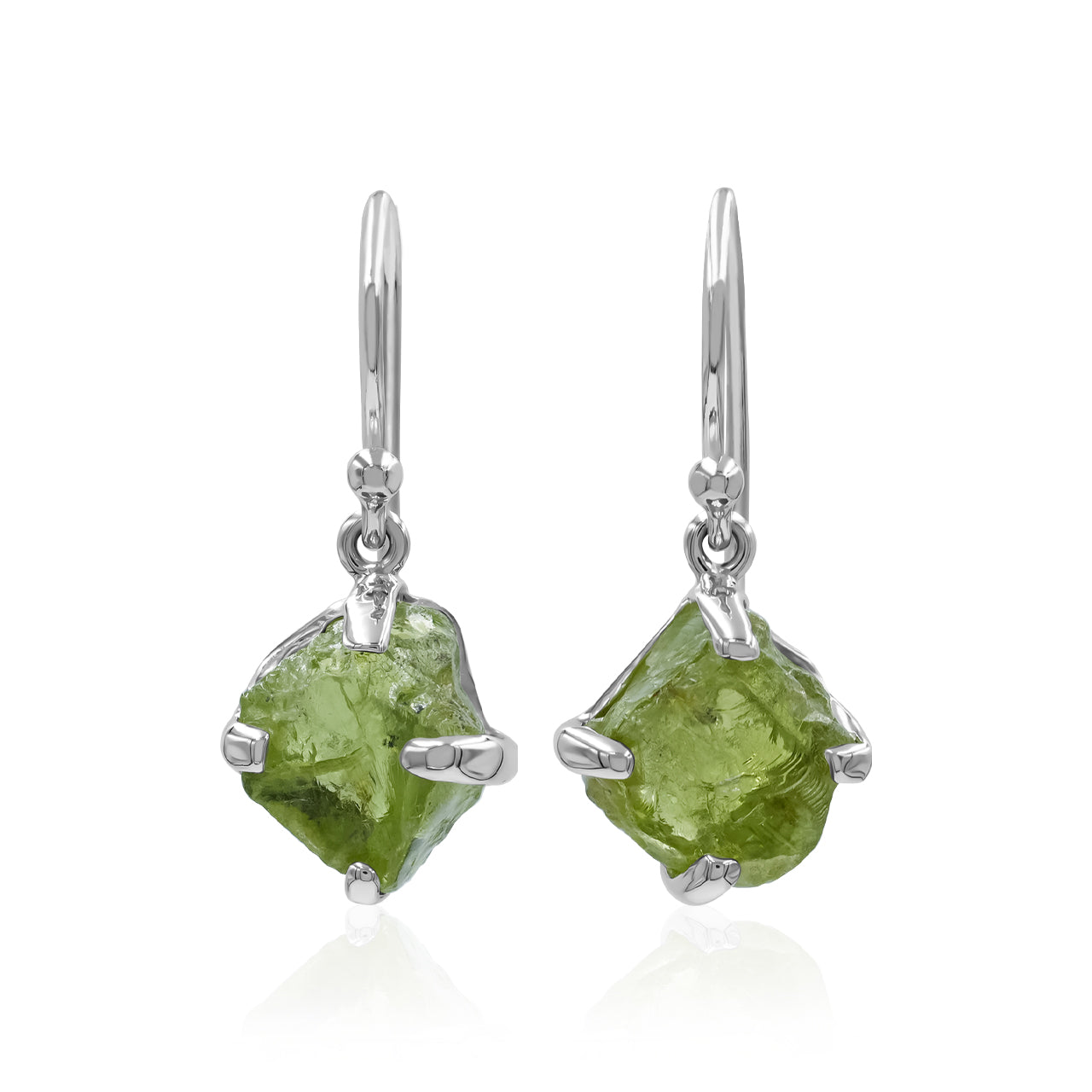 Arizona Peridot Rough Earrings in Sterling Silver