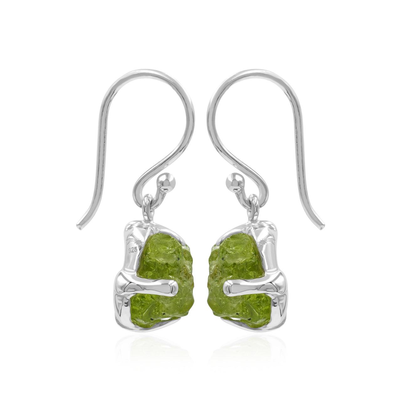 Arizona Peridot Rough Earrings in Sterling Silver