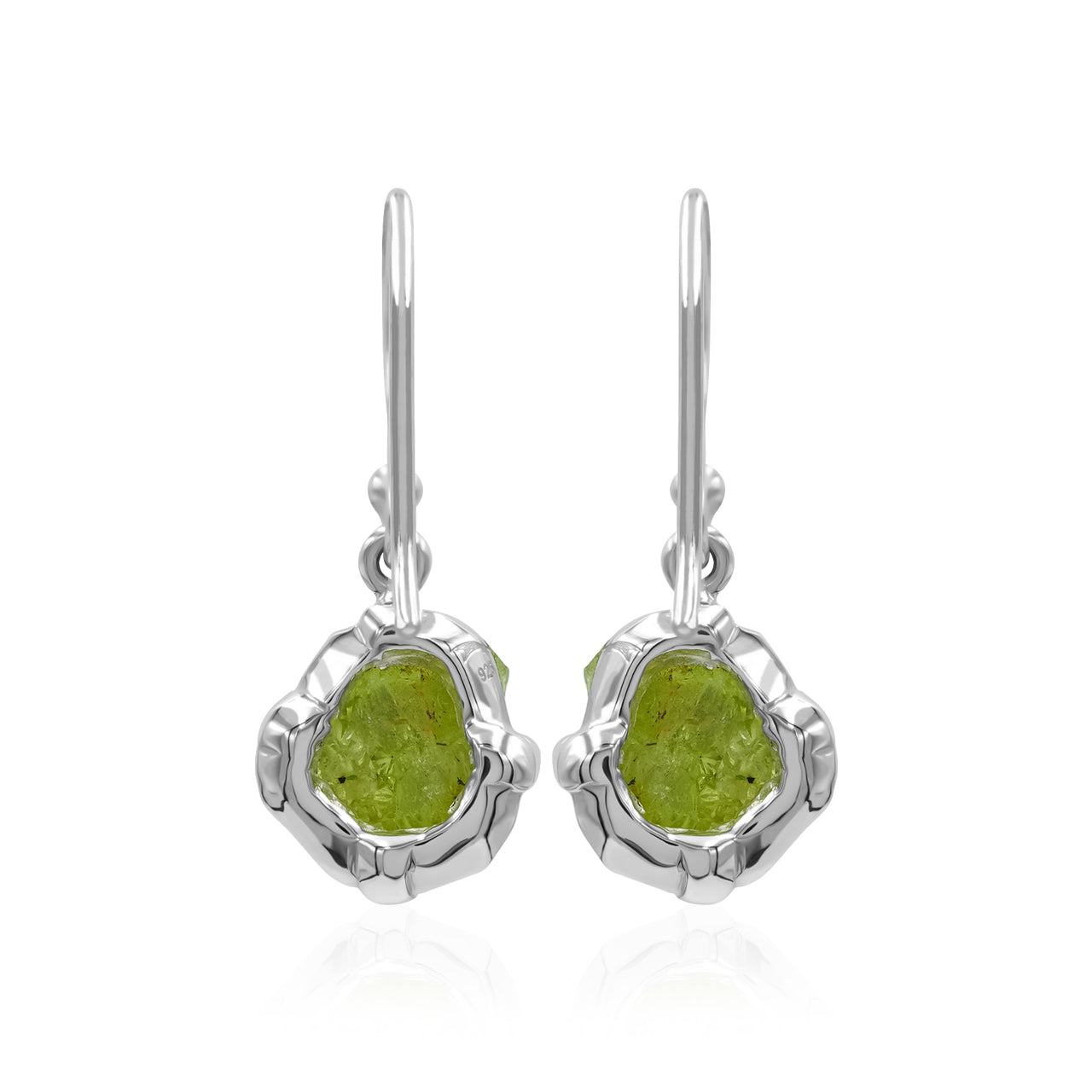 Arizona Peridot Rough Earrings in Sterling Silver