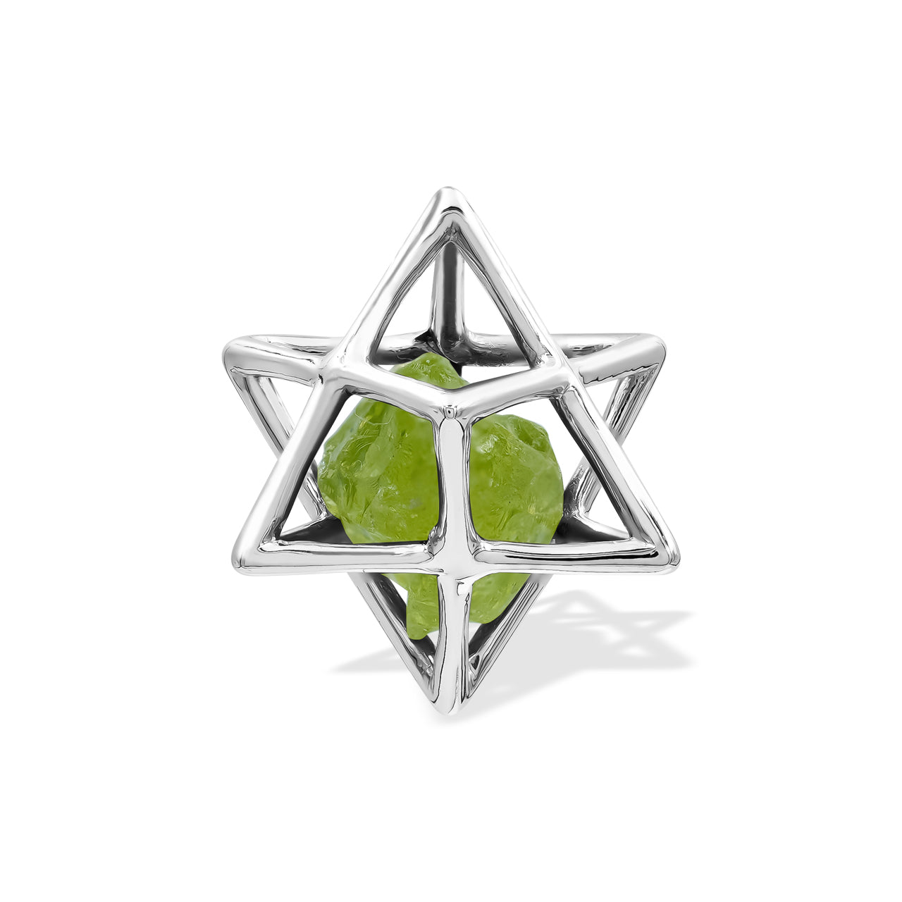 Merkabah Small Cage Gemstone Crystal Pendant in Sterling Silver