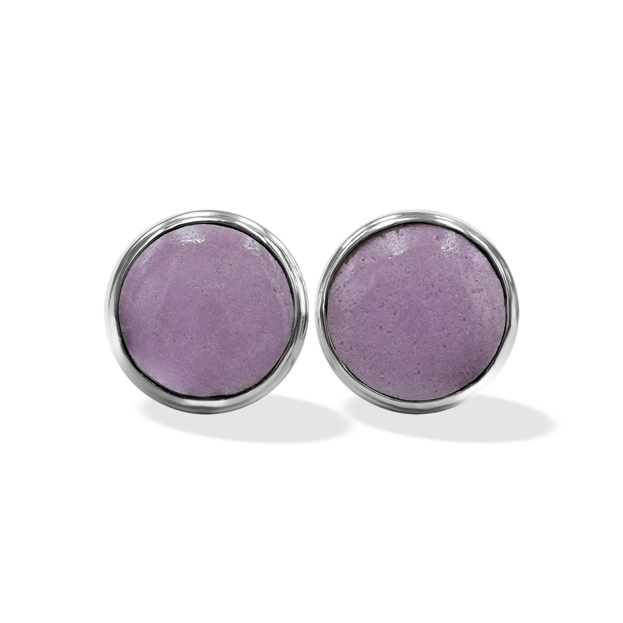 Starborn Gemstones Round 12mm Double Bezel Set Post Earrings in Sterling Silver