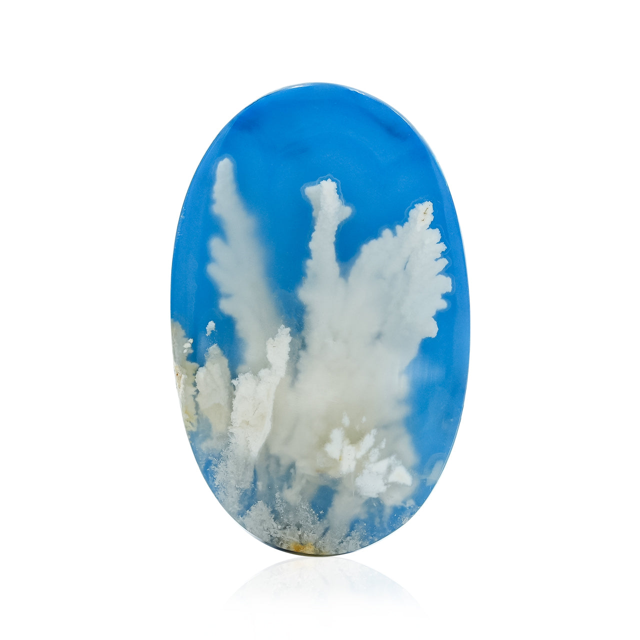 Oval White Plume Agate Doublet Cabochons