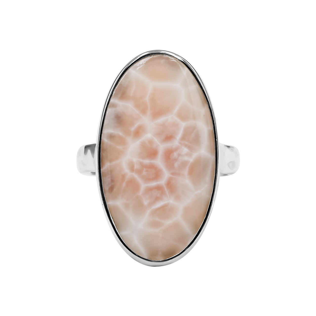 Starborn Pink Natrolite Oval Shape Ring in Sterling Silver