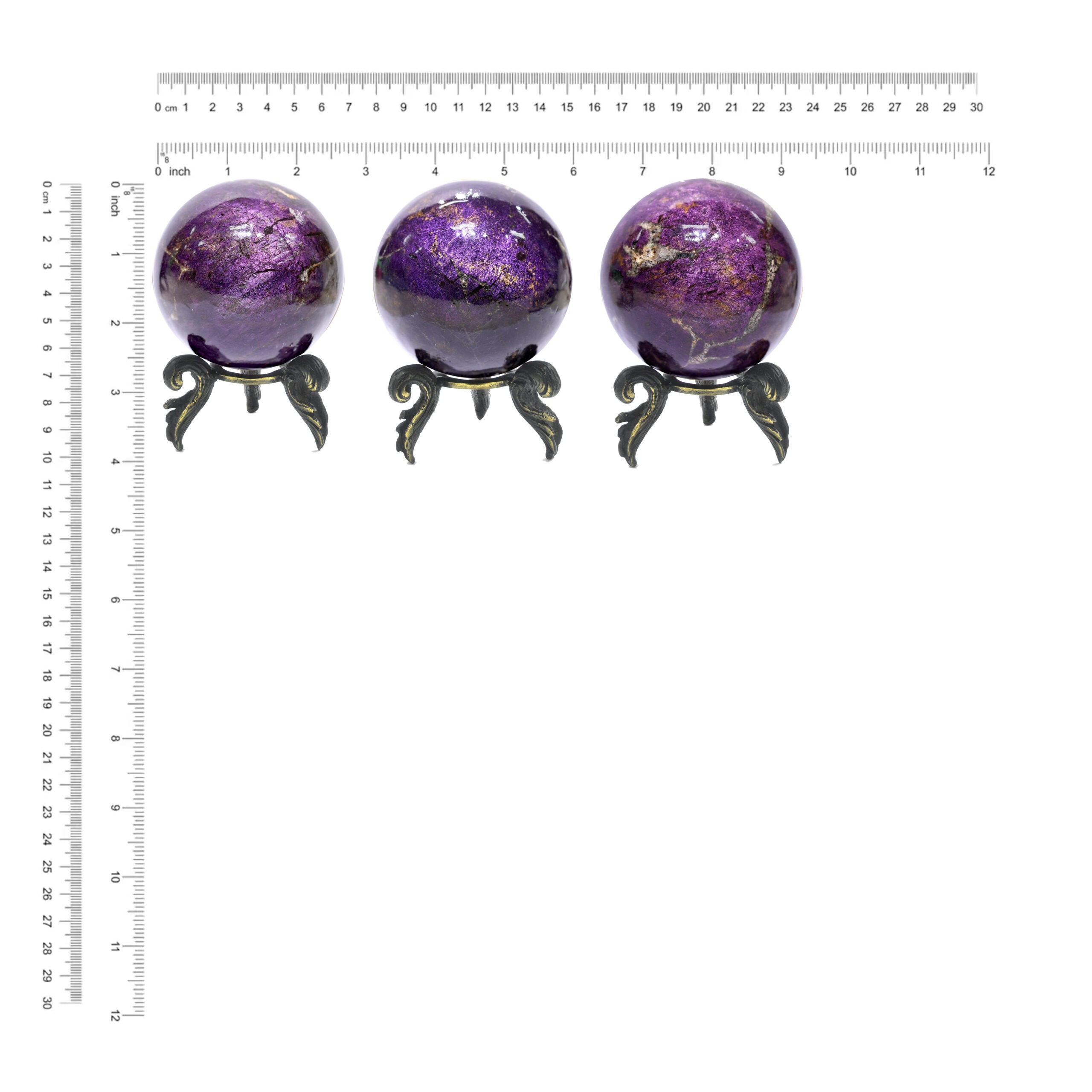 Starborn Purpurite Polished Sphere with Brass Decorative Display Stand