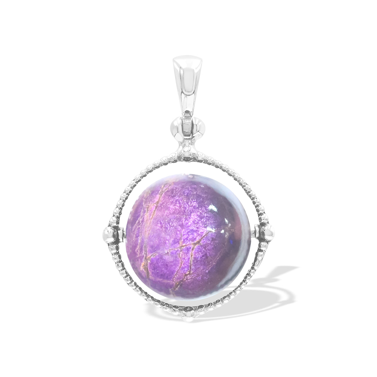 Starborn Gemstone Spinning Tactile Sphere Pendant in Sterling Silver