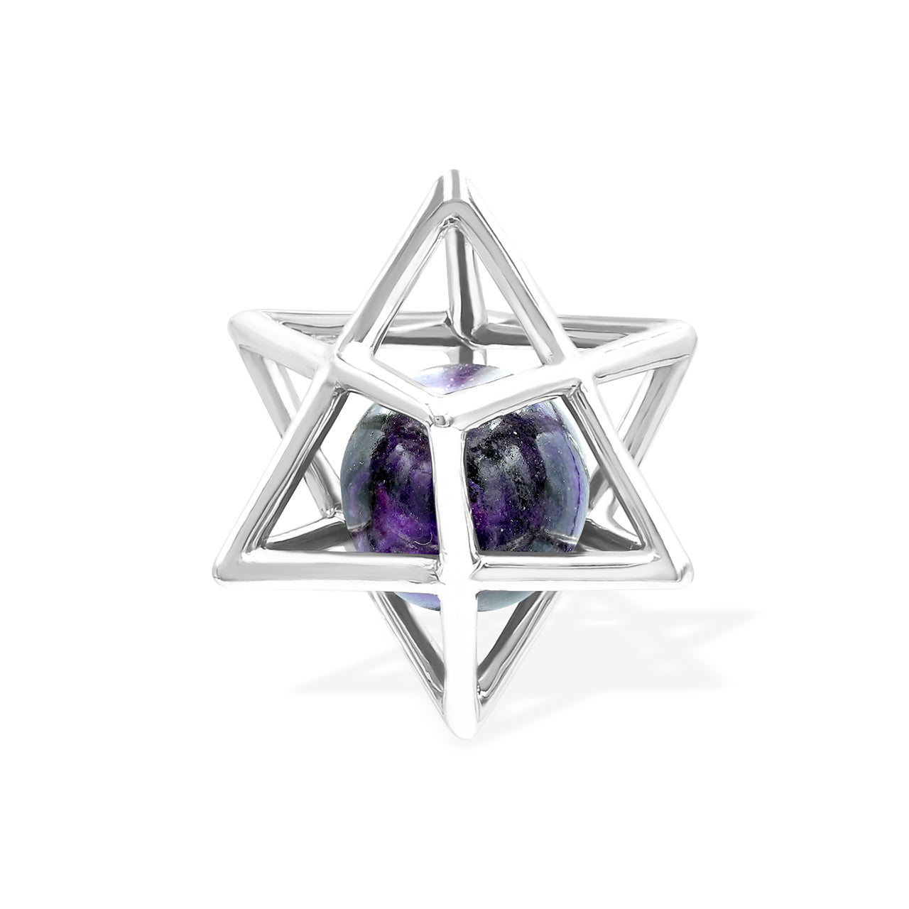 Starborn Merkabah Medium Cage Gemstone Sphere Pendant in Sterling Silver