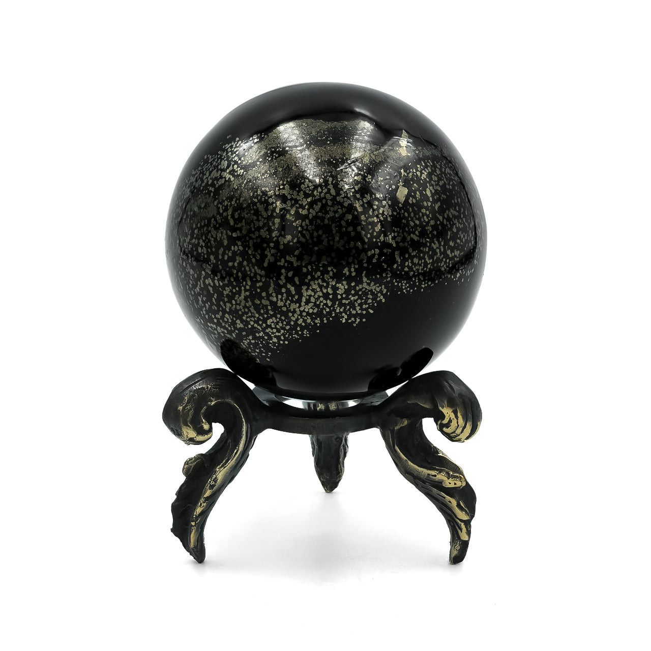 Starborn Schiefer Pyrite Display Sphere with Brass Stand