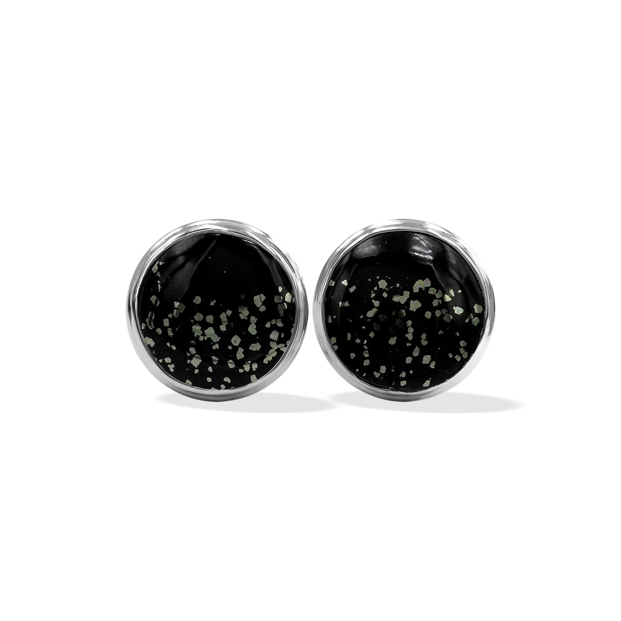 Starborn Gemstone Round 10mm Double Bezel Set Post Earrings in Sterling Silver