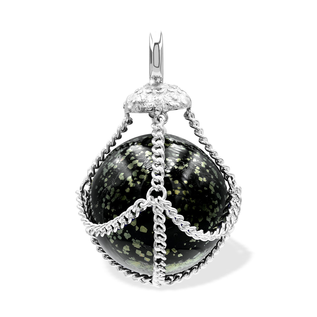 Starborn Sphere Gemstone in Basket Pendant in Sterling Silver