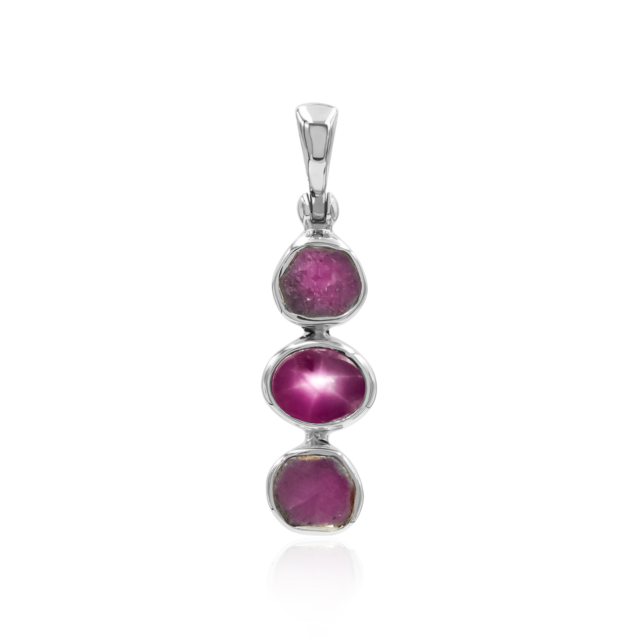 Ruby with Star Ruby Pendant in Fine Sterling Silver