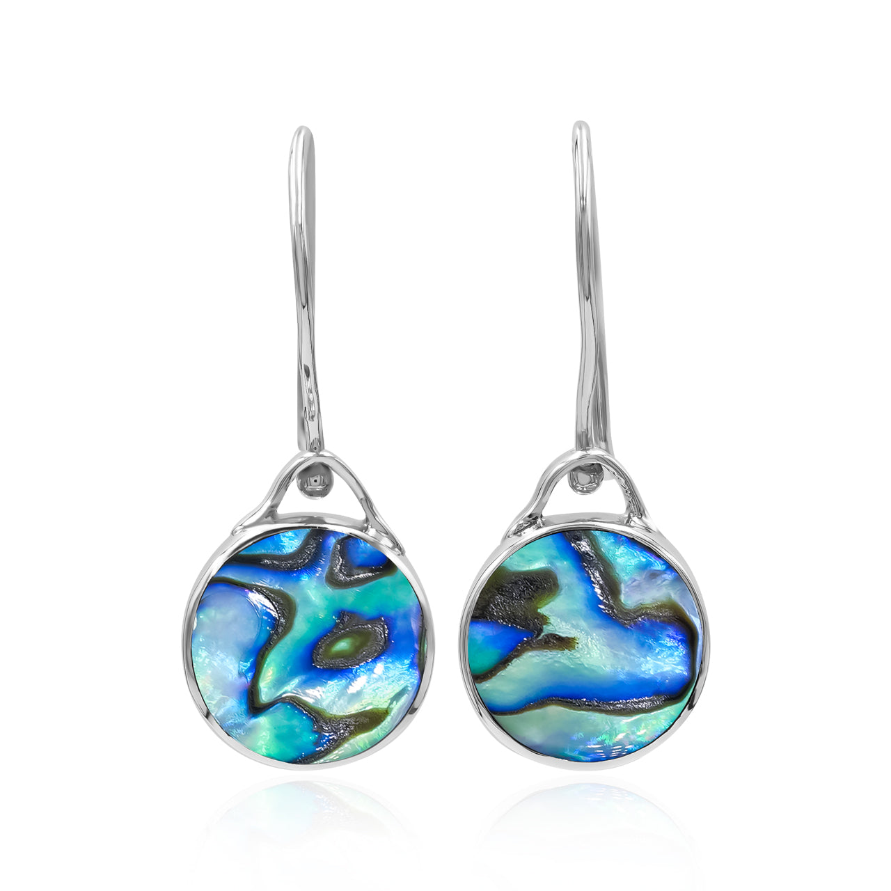 Reversible Round Ammolite and Abalone Shell Earrings