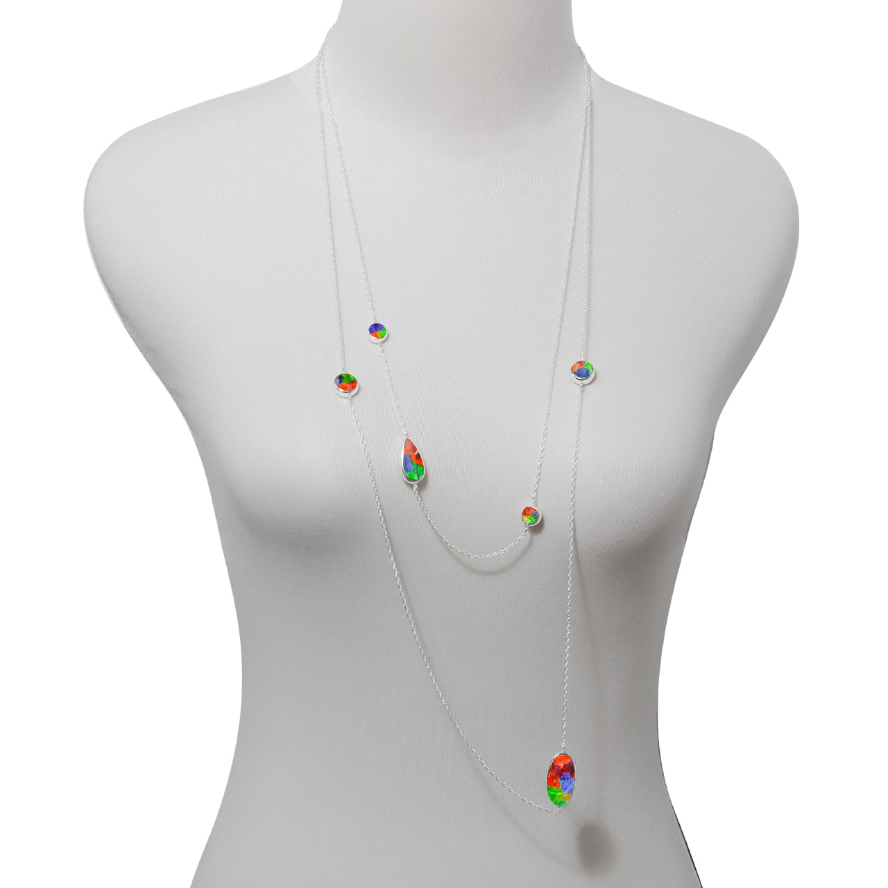 Reversible Ammolite &amp; Abalone Shell Double Layer Necklace