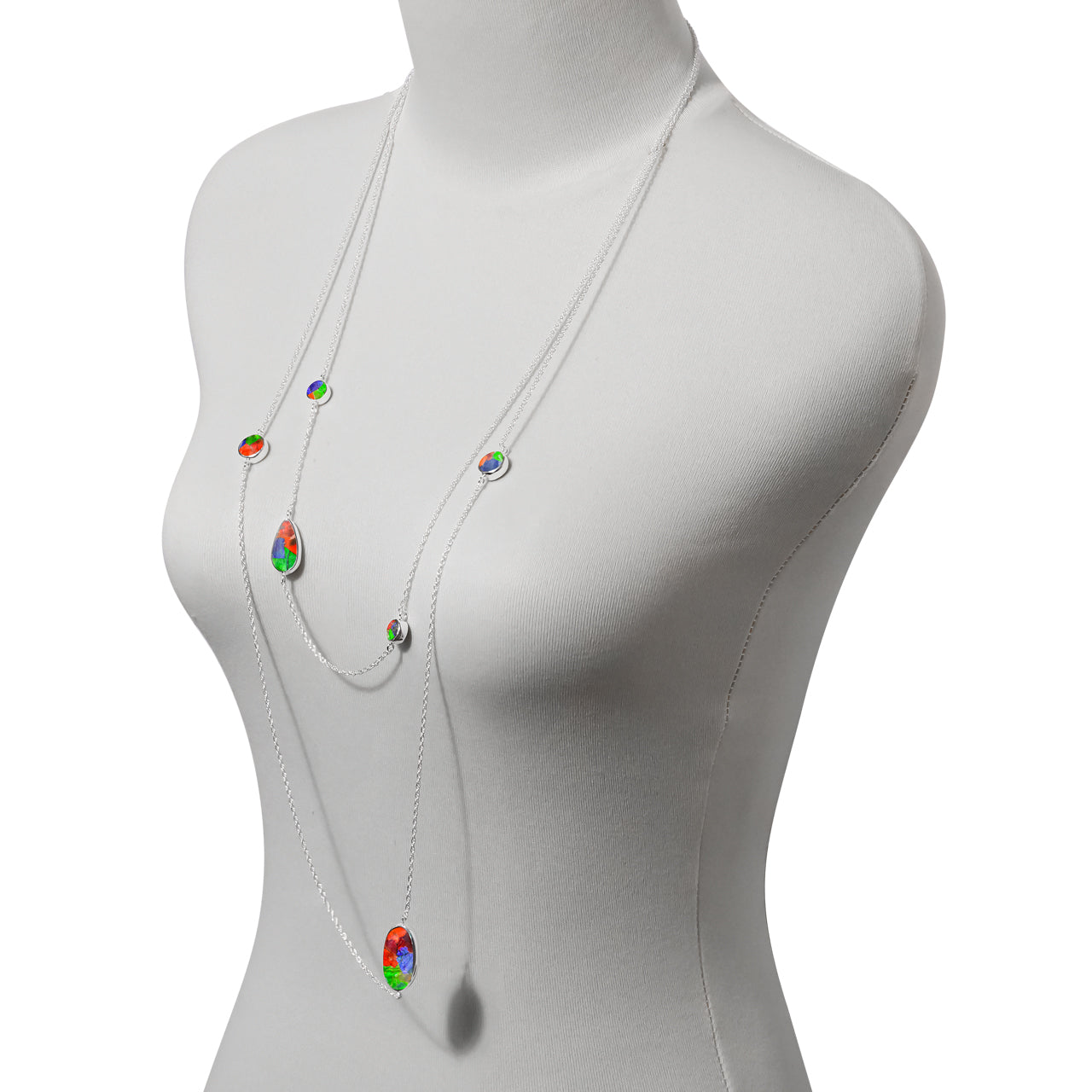 Reversible Ammolite &amp; Abalone Shell Double Layer Necklace