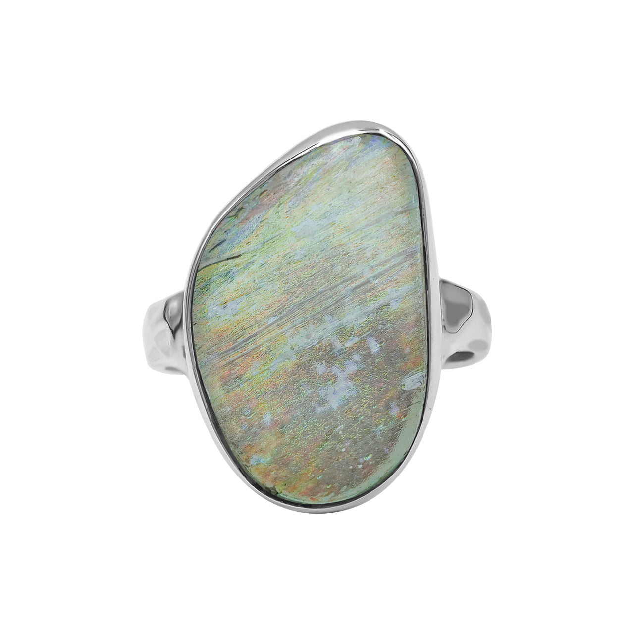 Roman Glass Freeform Ring in Sterling Silver