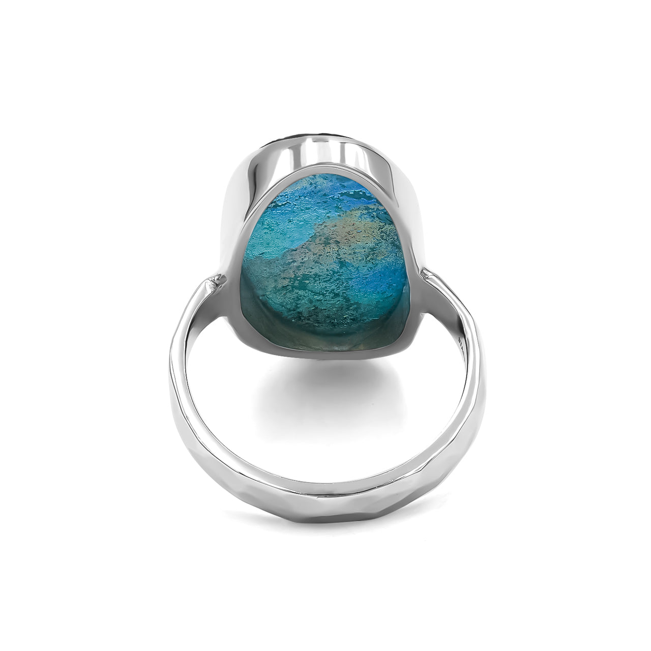 Roman Glass Freeform Ring in Sterling Silver