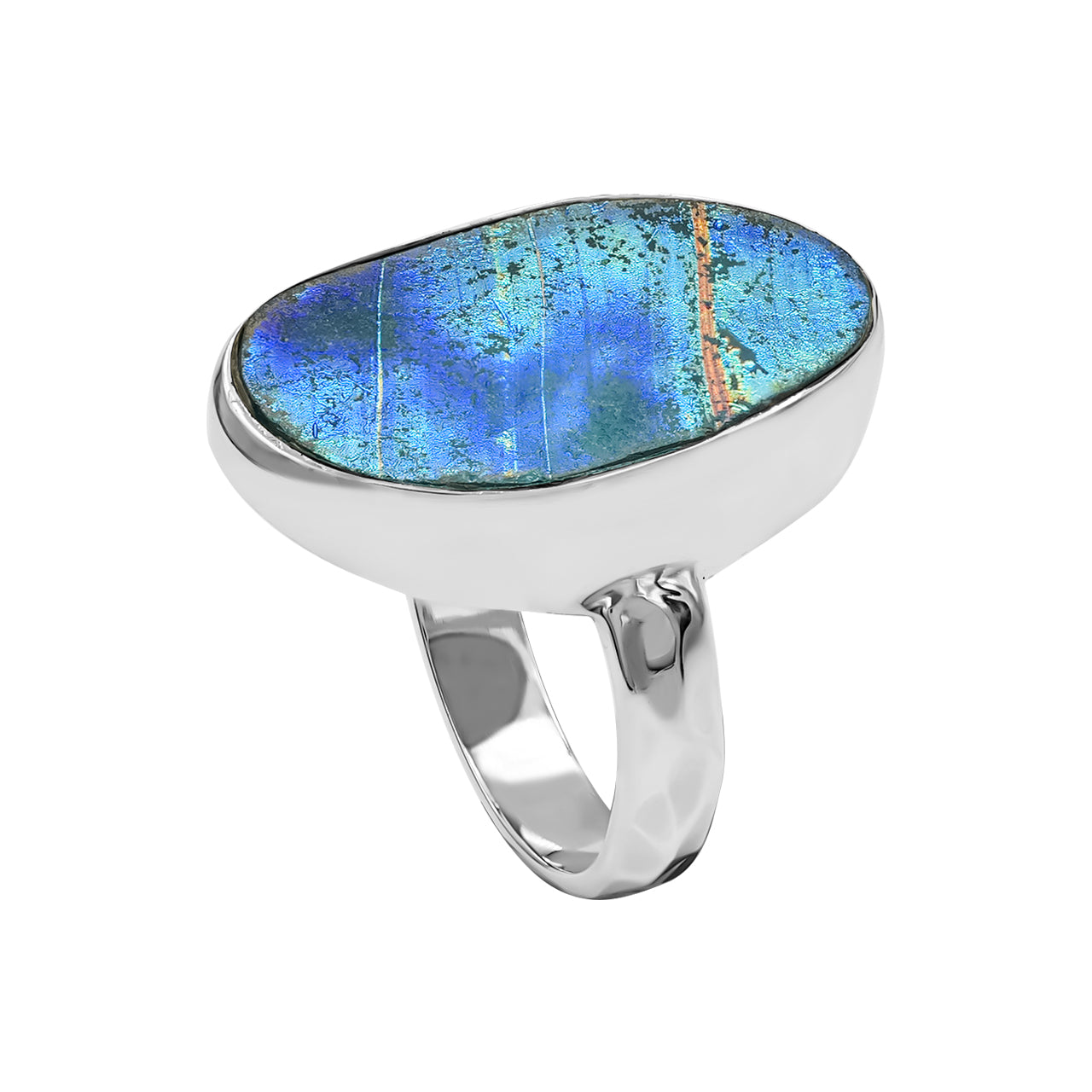 Roman Glass Freeform Ring in Sterling Silver