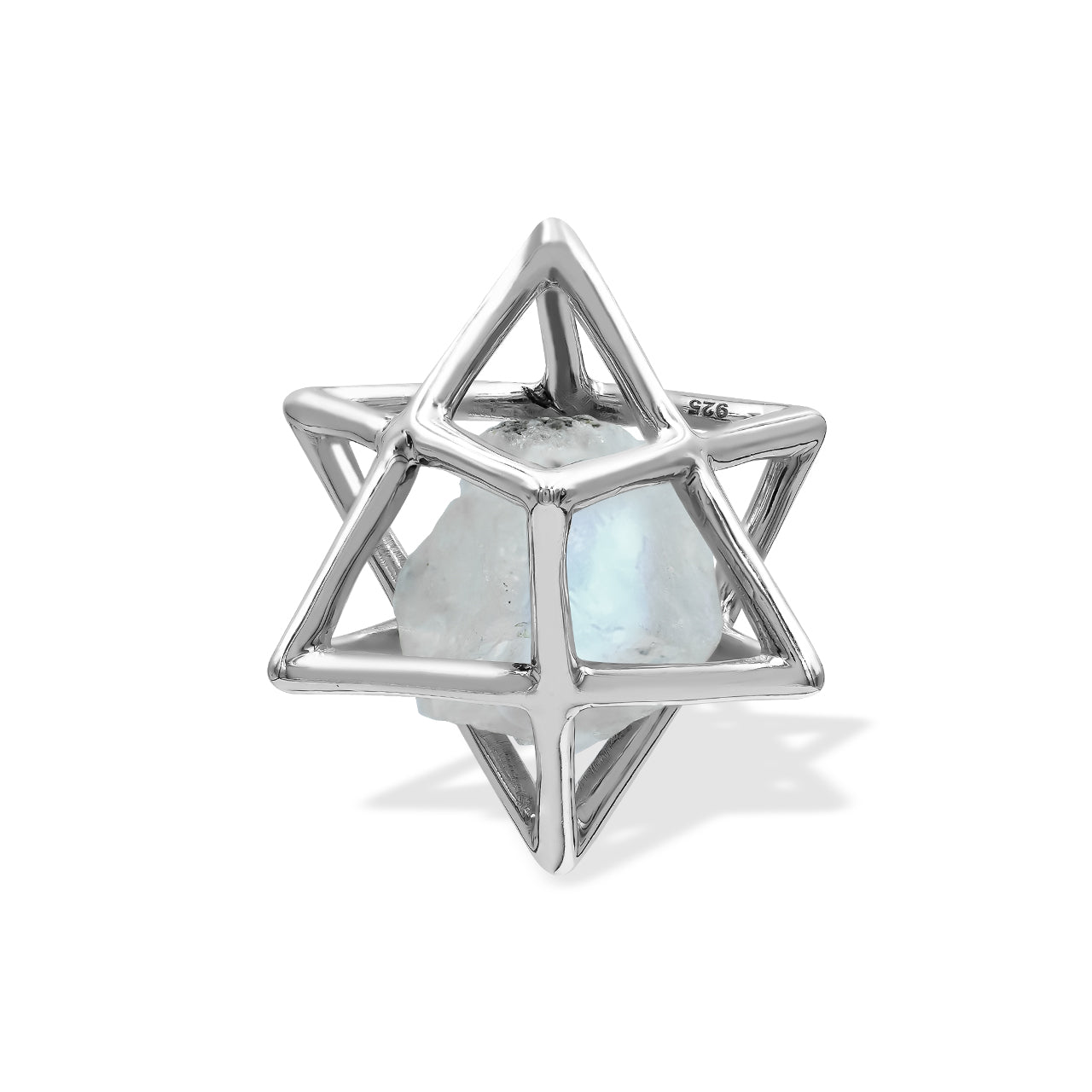 Starborn Merkabah Medium Cage Rough Gemstone Pendant in Sterling Silver