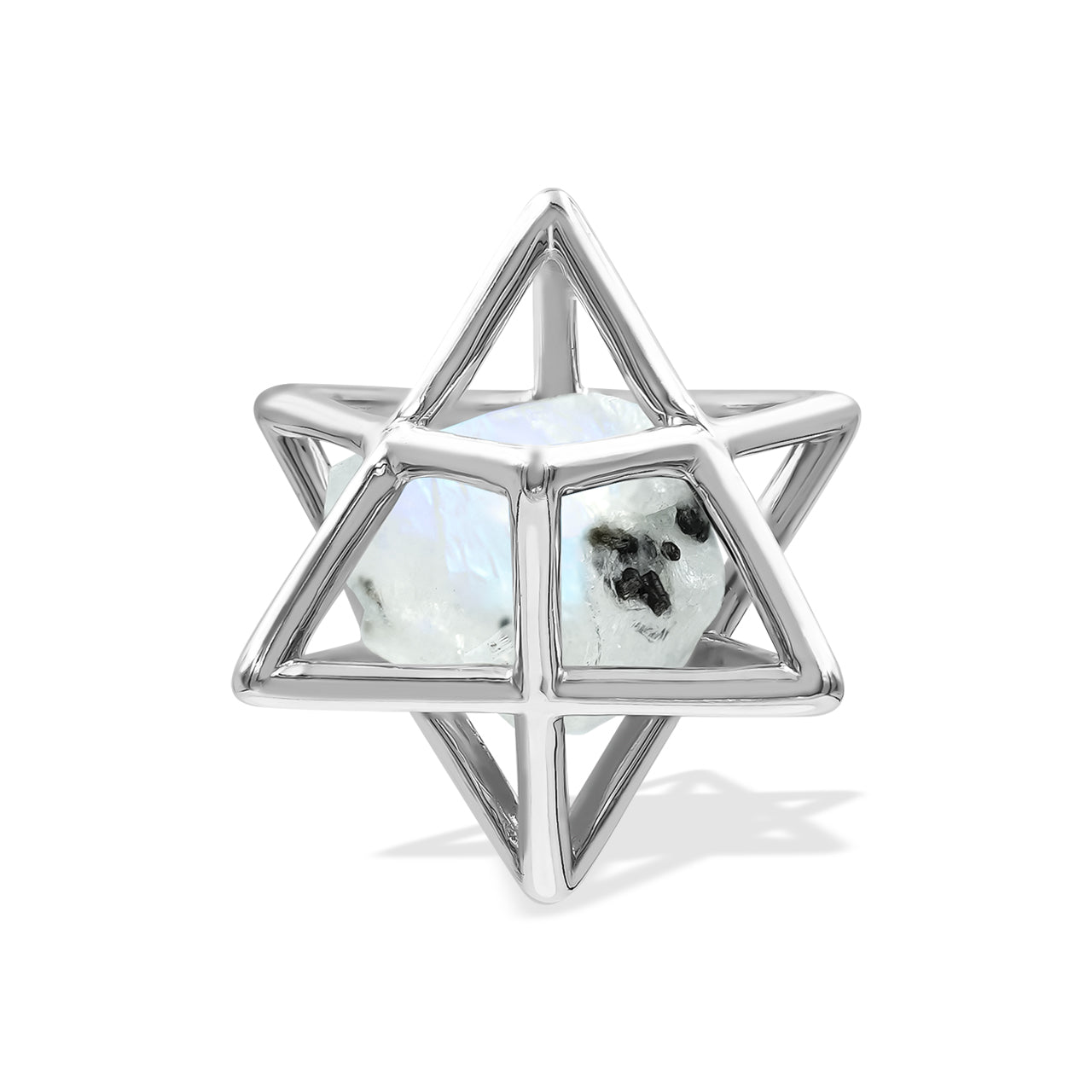 Starborn Merkabah Small Cage Gemstone Pendant in Sterling Silver