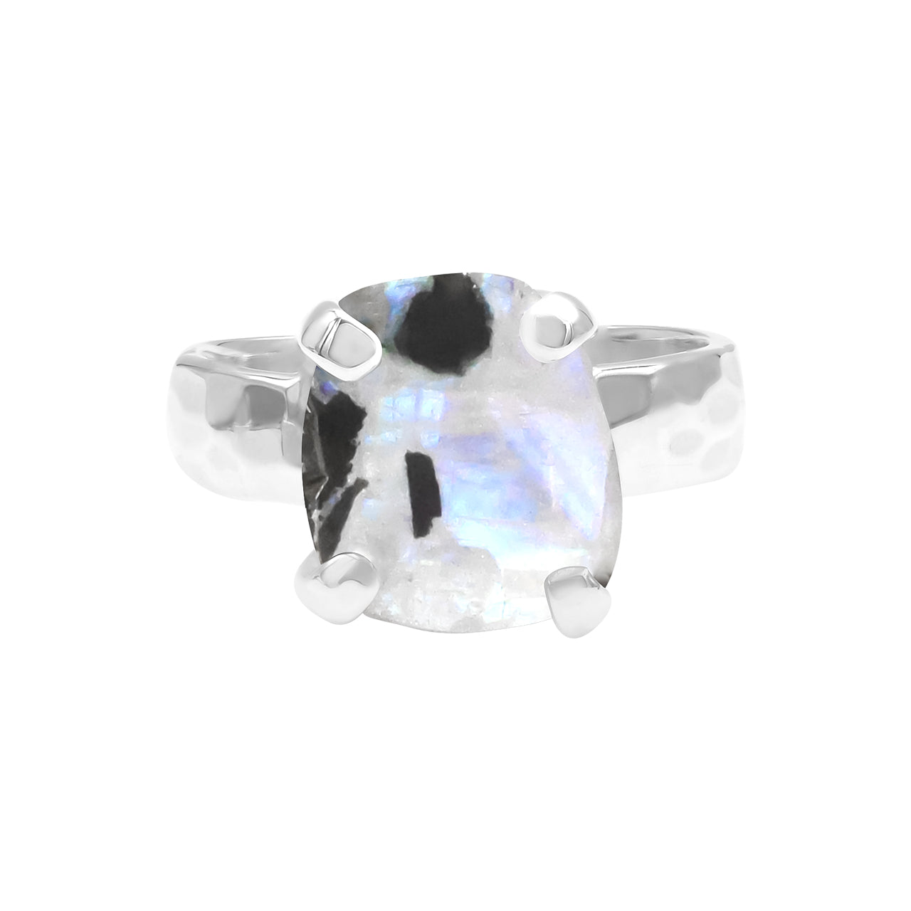 Starborn Rainbow Moonstone Slice Ring in Sterling Silver