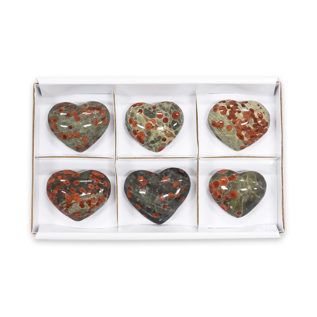 Red Planet Obsidian Heart Stones 6 Pieces - 300 grams