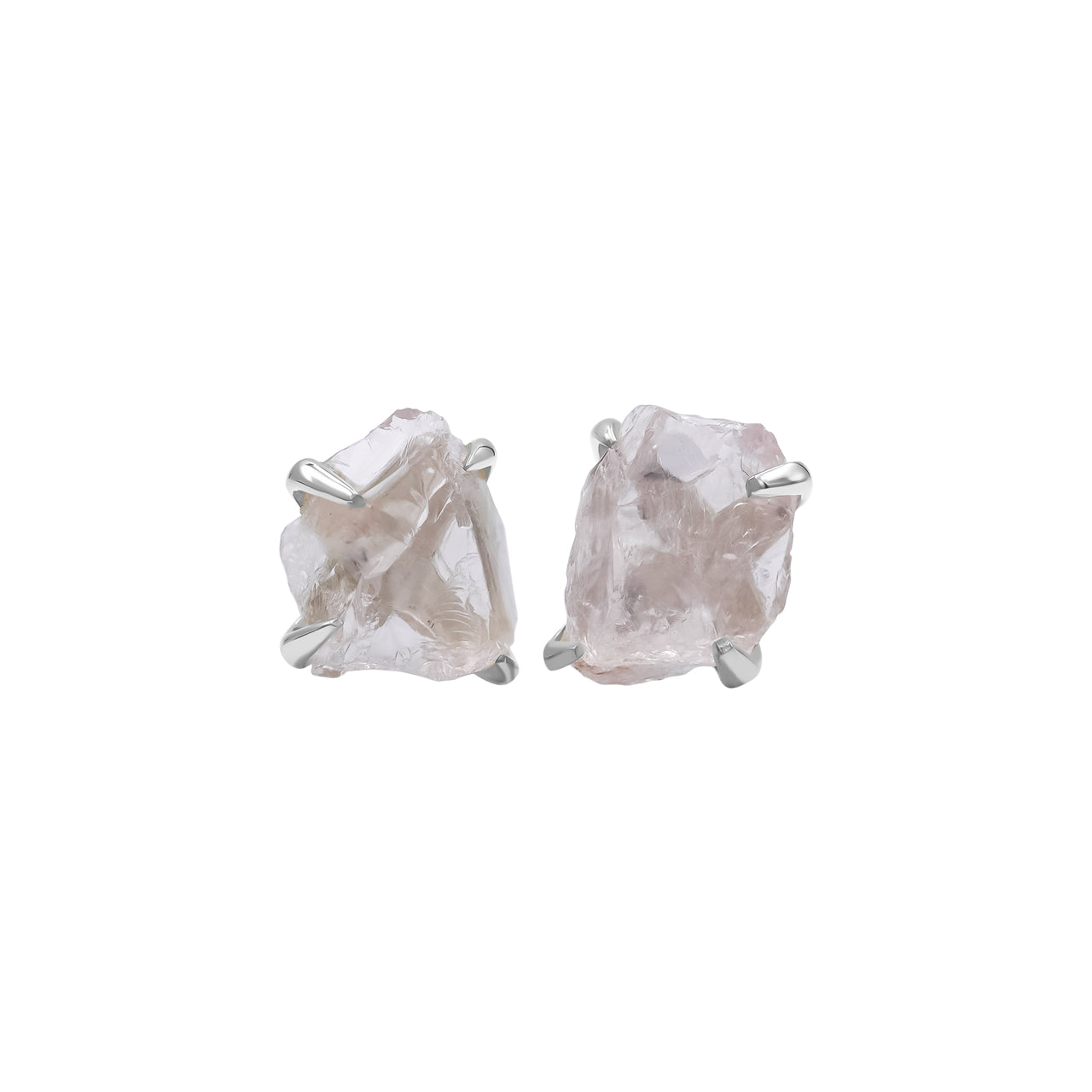 Rose Quartz Rough Post Earrings