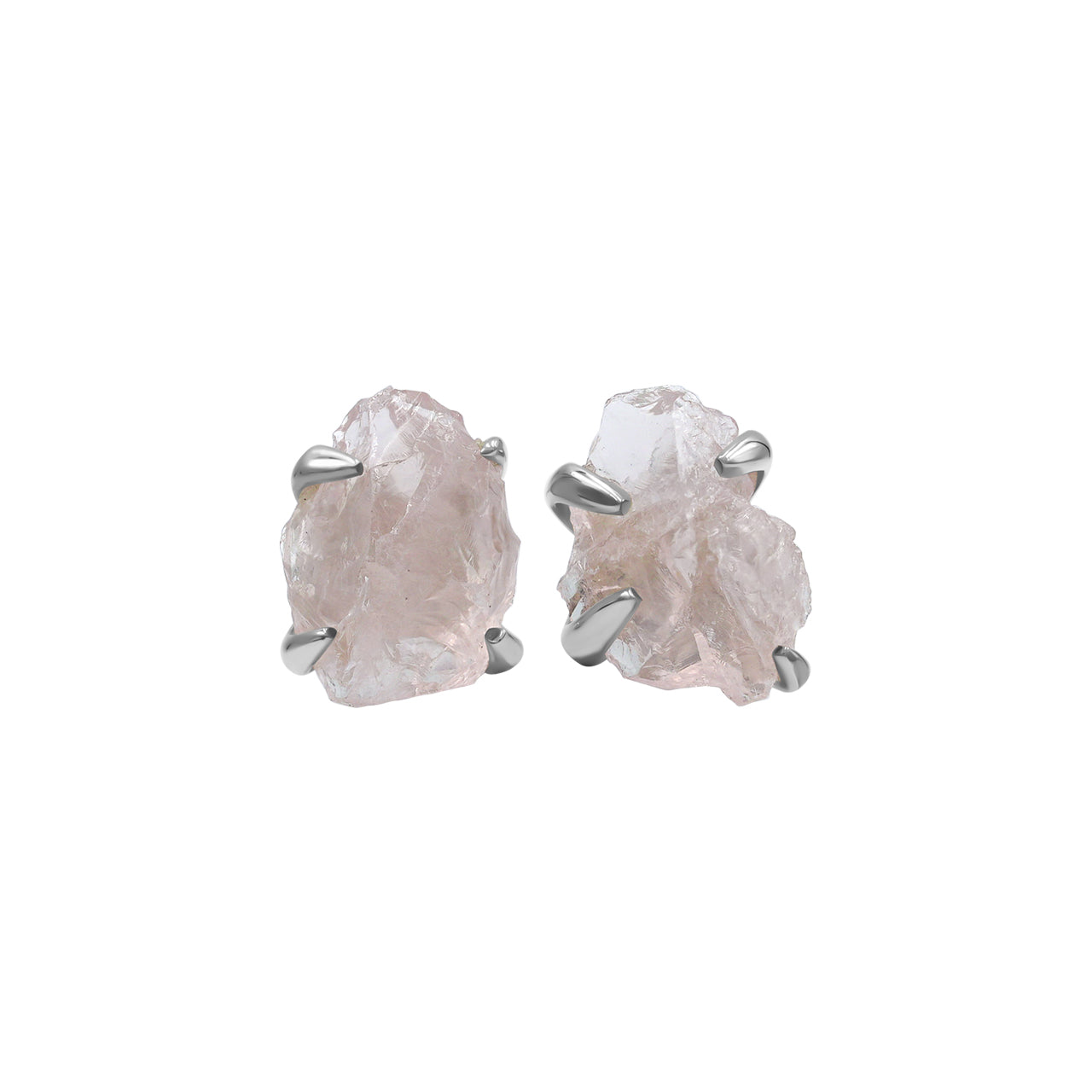 Rose Quartz Rough Post Earrings