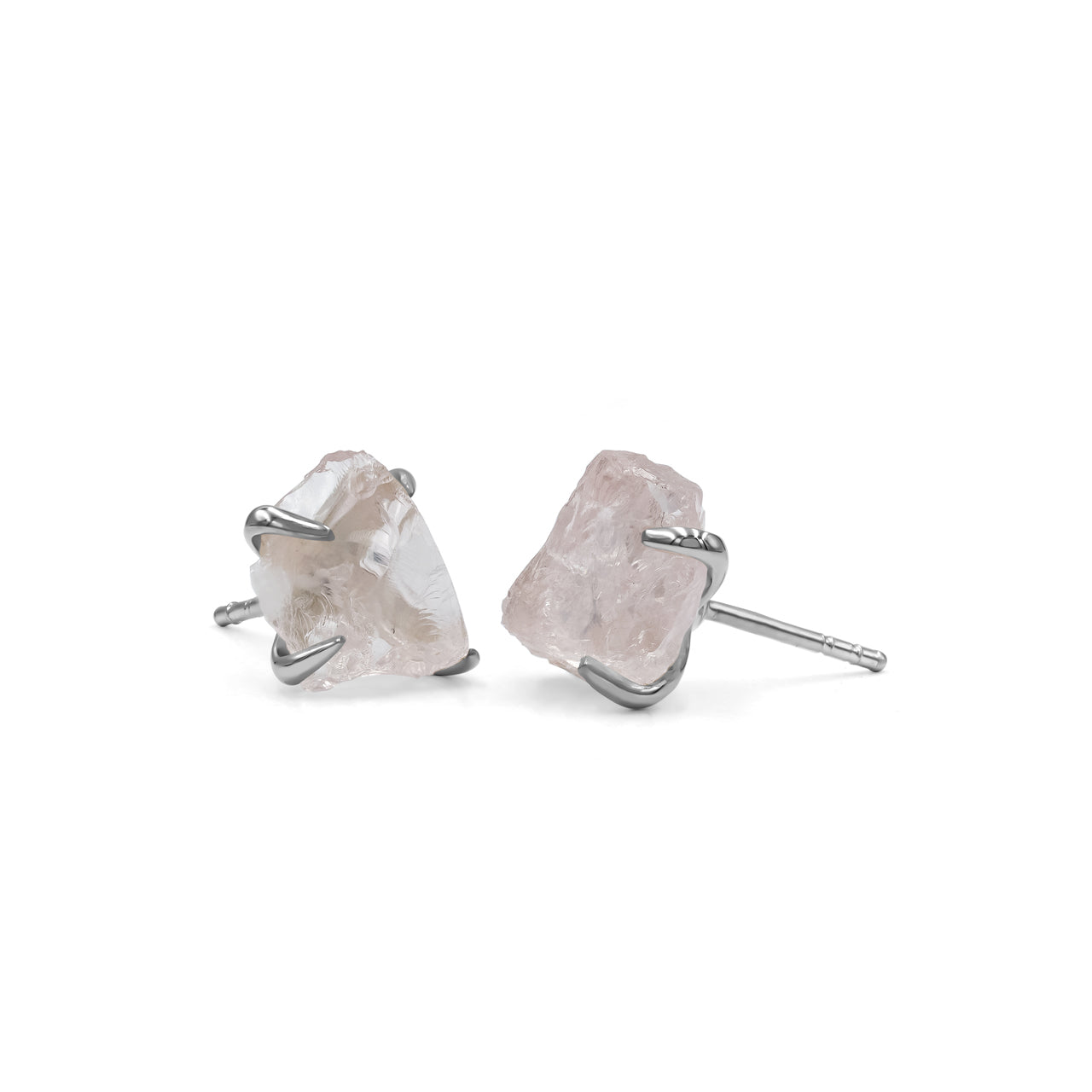 Rose Quartz Rough Post Earrings