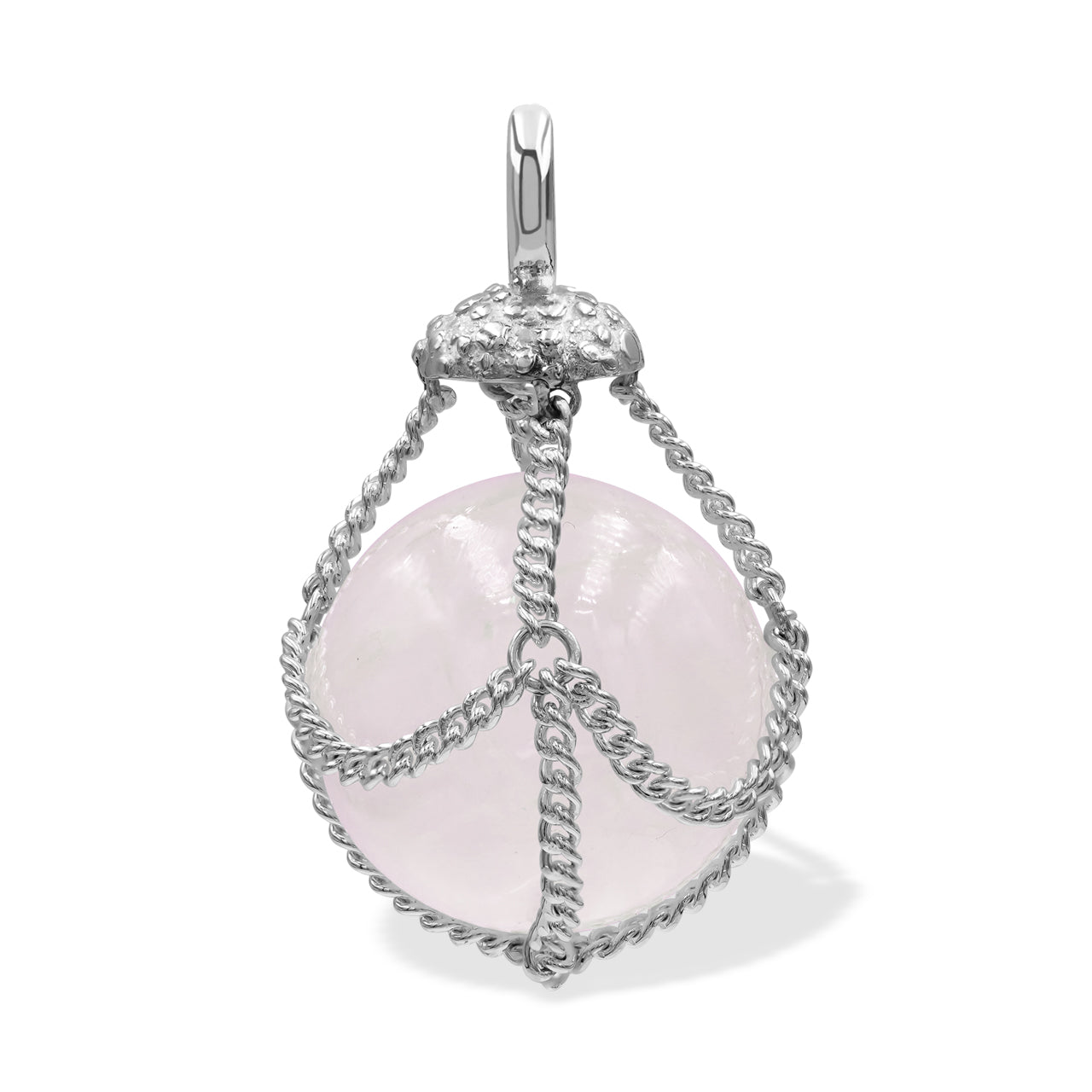 Starborn Sphere Gemstone in Basket Pendant in Sterling Silver